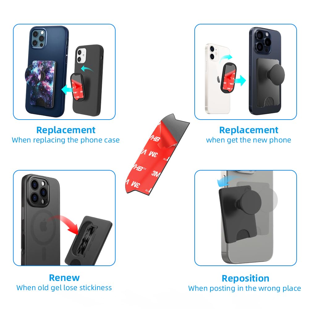 10pcs 3M VHB Double-Sided High Stickiness Adhesive Strips for Pops Wallet+ & Wallet Plus - Replacement Sticky Pads for Phone Wallet Card Holders - Perfect for Securing Wallet Cases to Phones & Cards