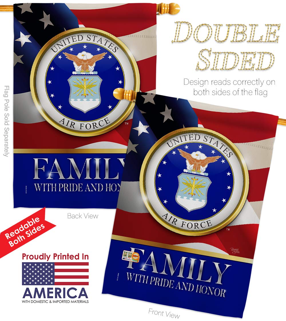 USAF Air Force Garden Flags Kit - Double-Sided 28x40 Inch American Military Veteran Yard Banner - Patriotic Armed Forces Decorative Gift for Home, Lawn & Garden - Made in USA for Veterans Day & Memorial Day