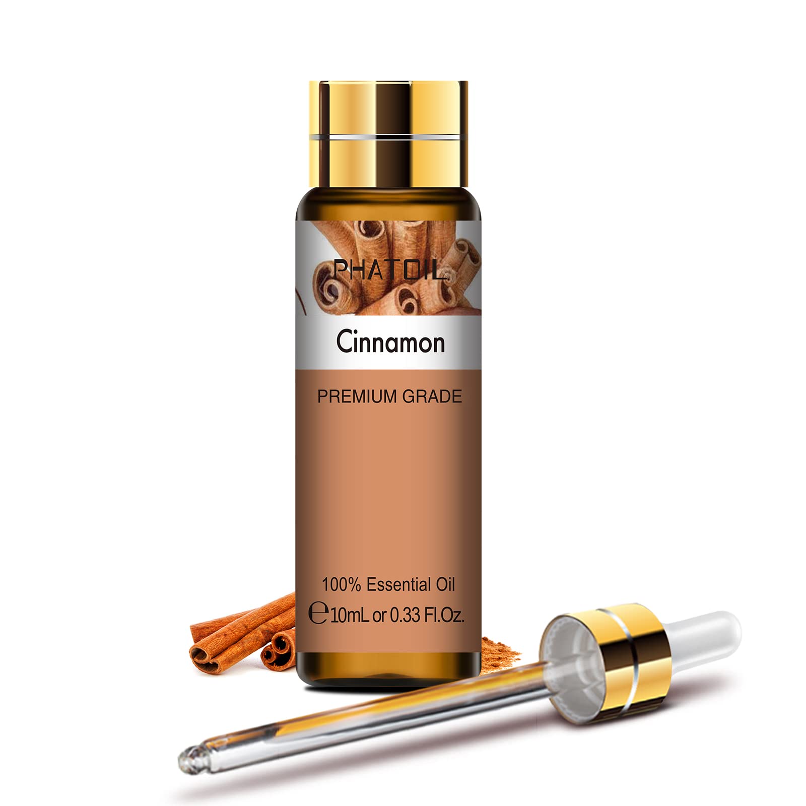 PHATOIL Pure Natural Cinnamon Essential Oil 10ml - Aromatherapy Oil for Diffusers, Humidifiers, Candles & DIY | Relaxing Scent for Home, Spa & Massage Therapy
