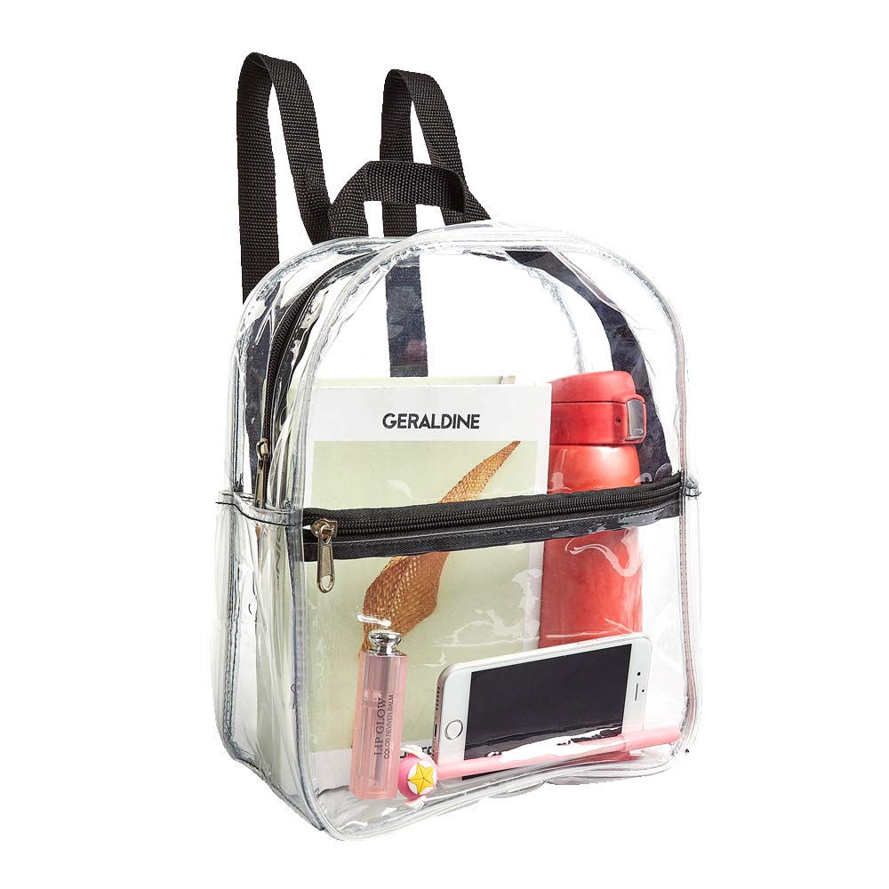 Stadium Approved Clear Mini Backpack - Heavy Duty Cold-Resistant Transparent PVC Security Bag for Work, Travel & Events (Black) | Perfect for Concerts, Sports Games & Airport Security
