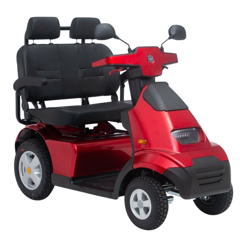 Afikim Afiscooter S4 Duo 4-Wheel Electric Mobility Scooter - Dual Seat, Red - New - Perfect for Outdoor Adventures & Shopping Trips