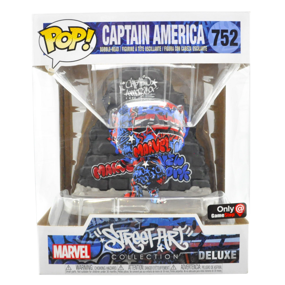 Funko Pop! Marvel Captain America Street Art Deluxe Vinyl Figure #752 - GameStop Exclusive - Collectible for Marvel Fans & Home Decor