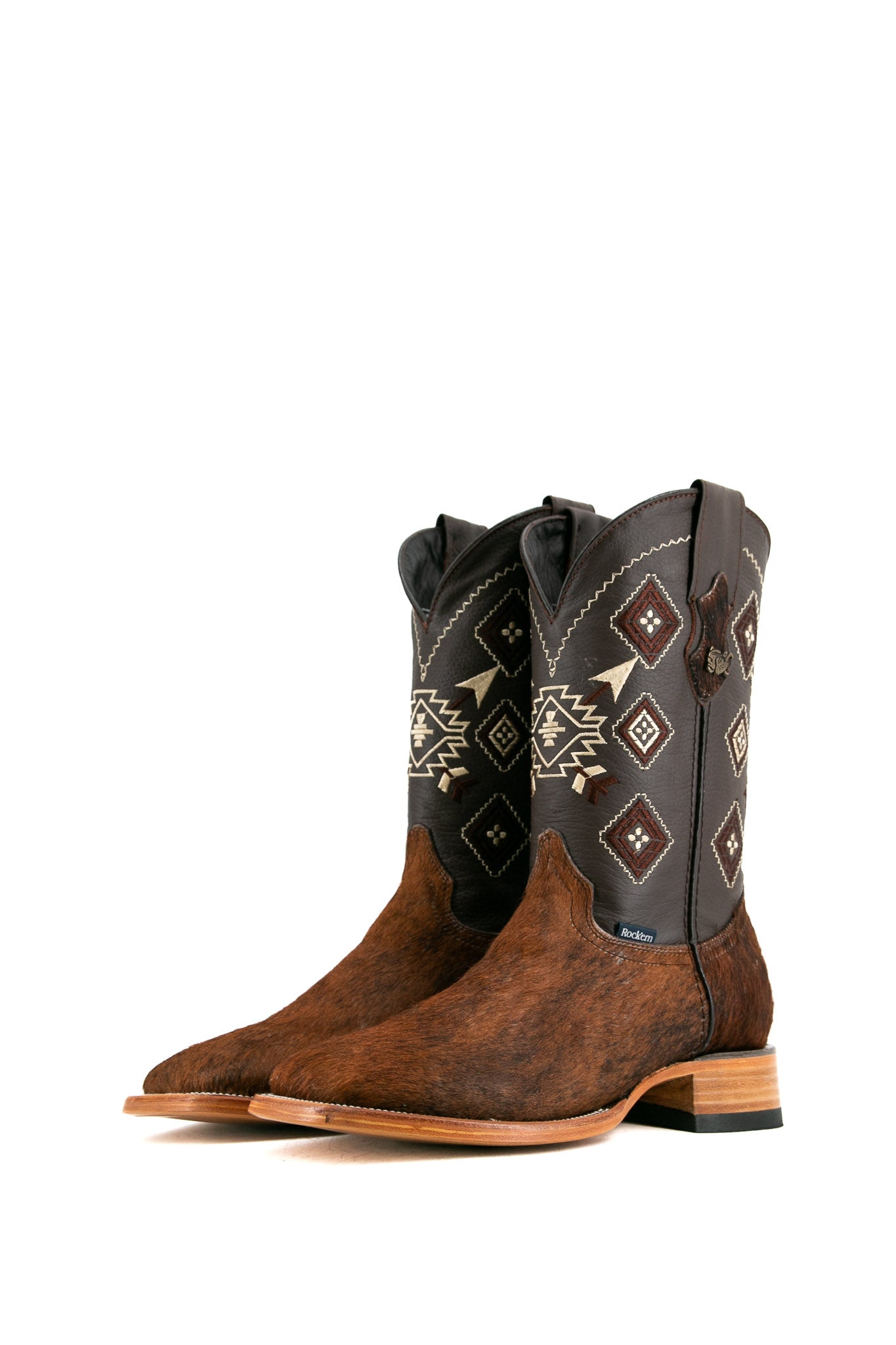 Premium Red Angus Cowhide Square Toe Cowboy Boots - Size 10.5 (Box FM47) - Durable & Stylish Western Boots for Rodeo, Country Dancing & Outdoor Adventures