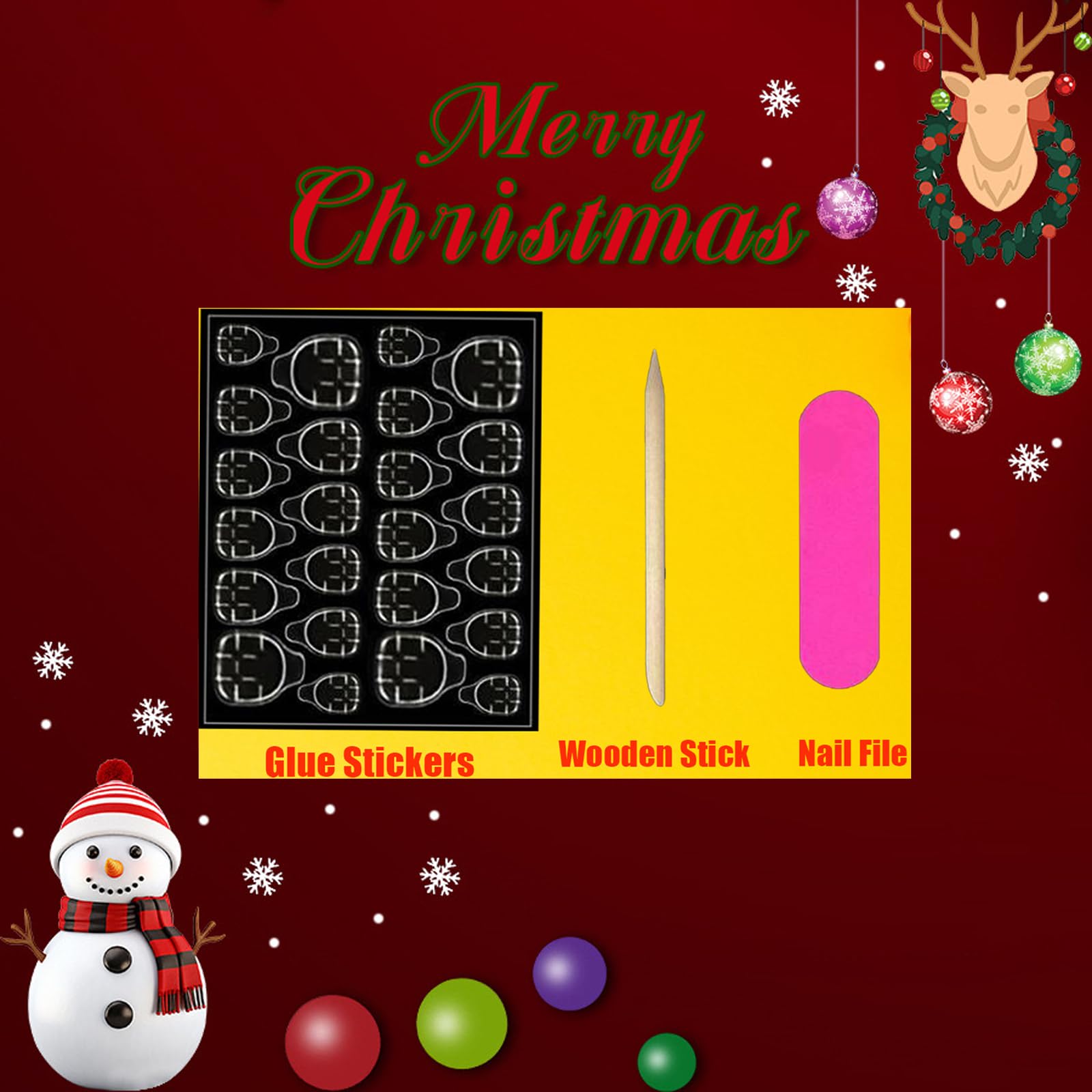 Christmas Green French Tip Press-On Nails – Short Almond Fake Nails with Leaf & Santa Design | Glossy Reusable Winter Xmas False Nails for Women & Girls | Holiday Manicure Set of 24pcs | Perfect for Parties, Gift Giving & Festive Nail Art