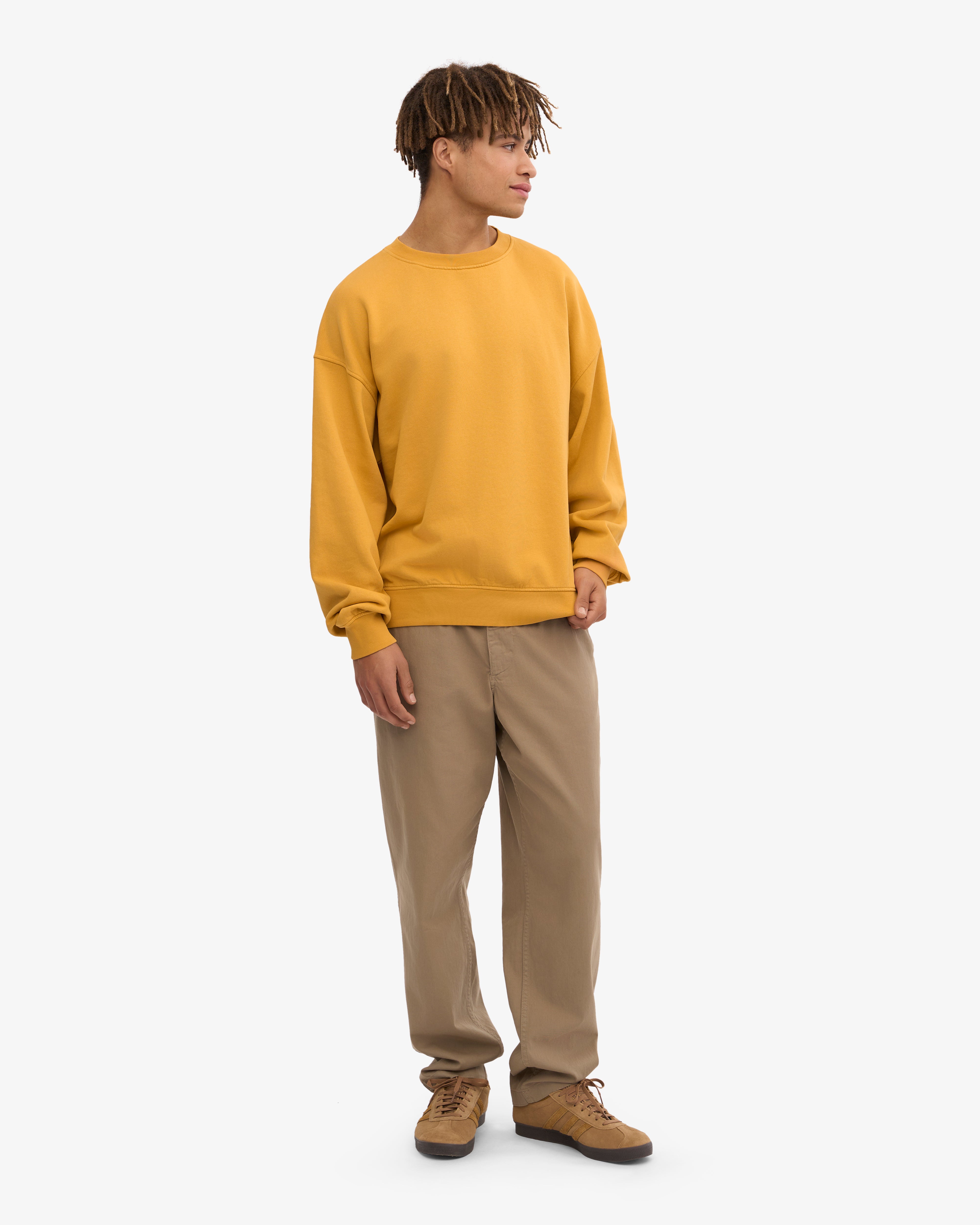 Organic Oversized Crew Neck Sweatshirt - Soft & Comfortable Burned Yellow Pullover for Women & Men | Perfect for Casual Wear, Loungewear & Street Style Fashion
