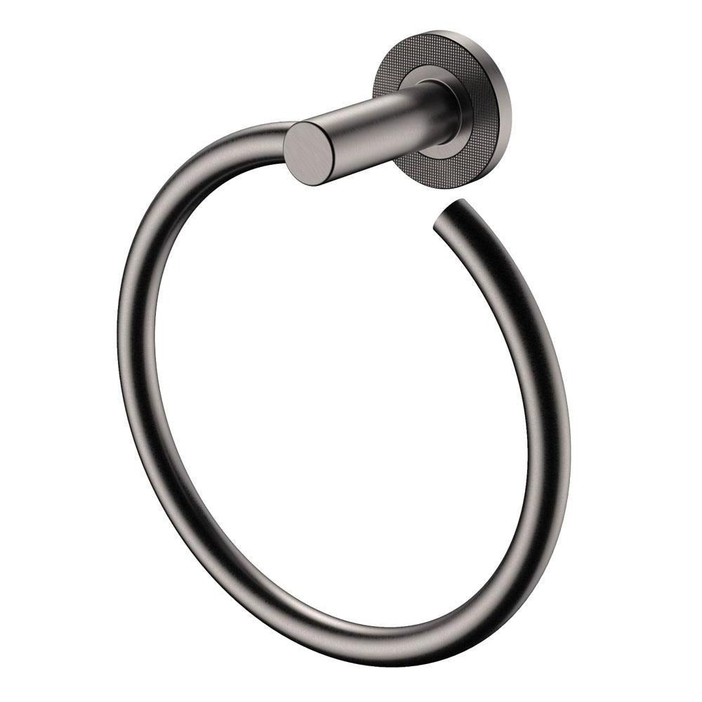 Fienza Axle Hand Towel Ring 83102GM - Gunmetal Grey Bathroom Towel Holder, Modern Wall-Mounted Towel Ring for Bath, Kitchen & Guest Room Decor