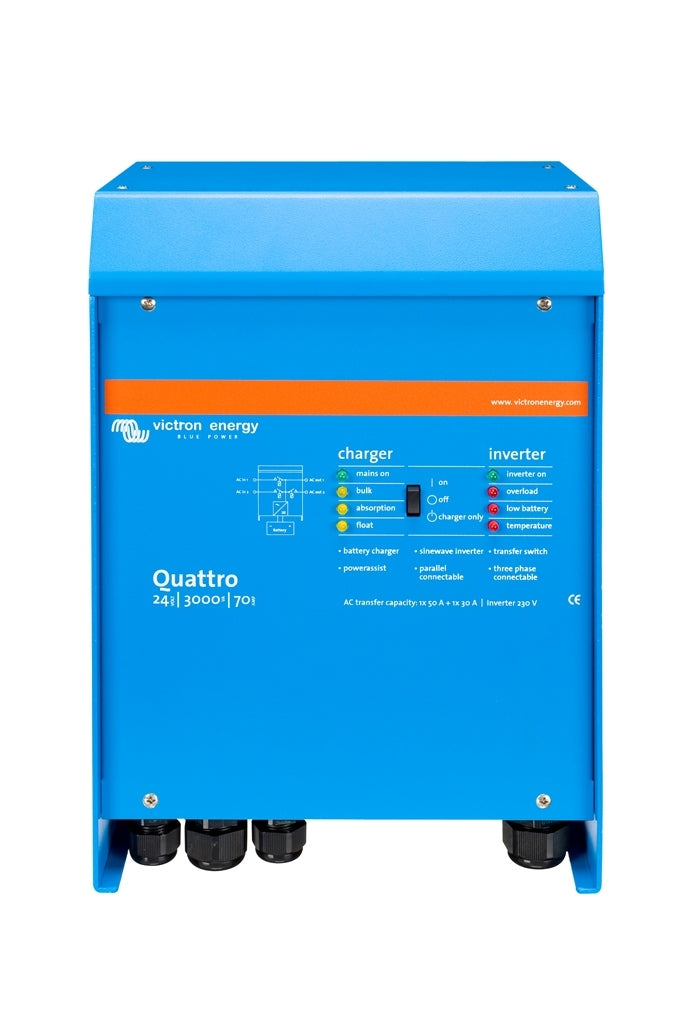 Victron Energy Quattro 24V 3000VA 70A 50/50Hz 230V VE.Bus Inverter/Charger - Perfect for Solar Power Systems, RVs, Boats & Off-Grid Living
