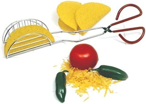 3-Pack Taco Shell Maker Press with Tortilla Fryer Tongs & Metal Stands - Easy Homemade Stand-Up Tacos for Parties, Cinco de Mayo & Family Dinners