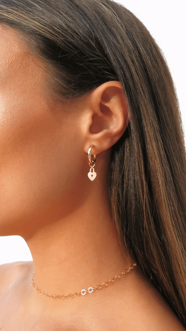 14K Yellow Gold Filled Love Lock Thick Hoop Earrings for Women - Romantic Gift for Valentine's Day, Anniversary & Special Occasions