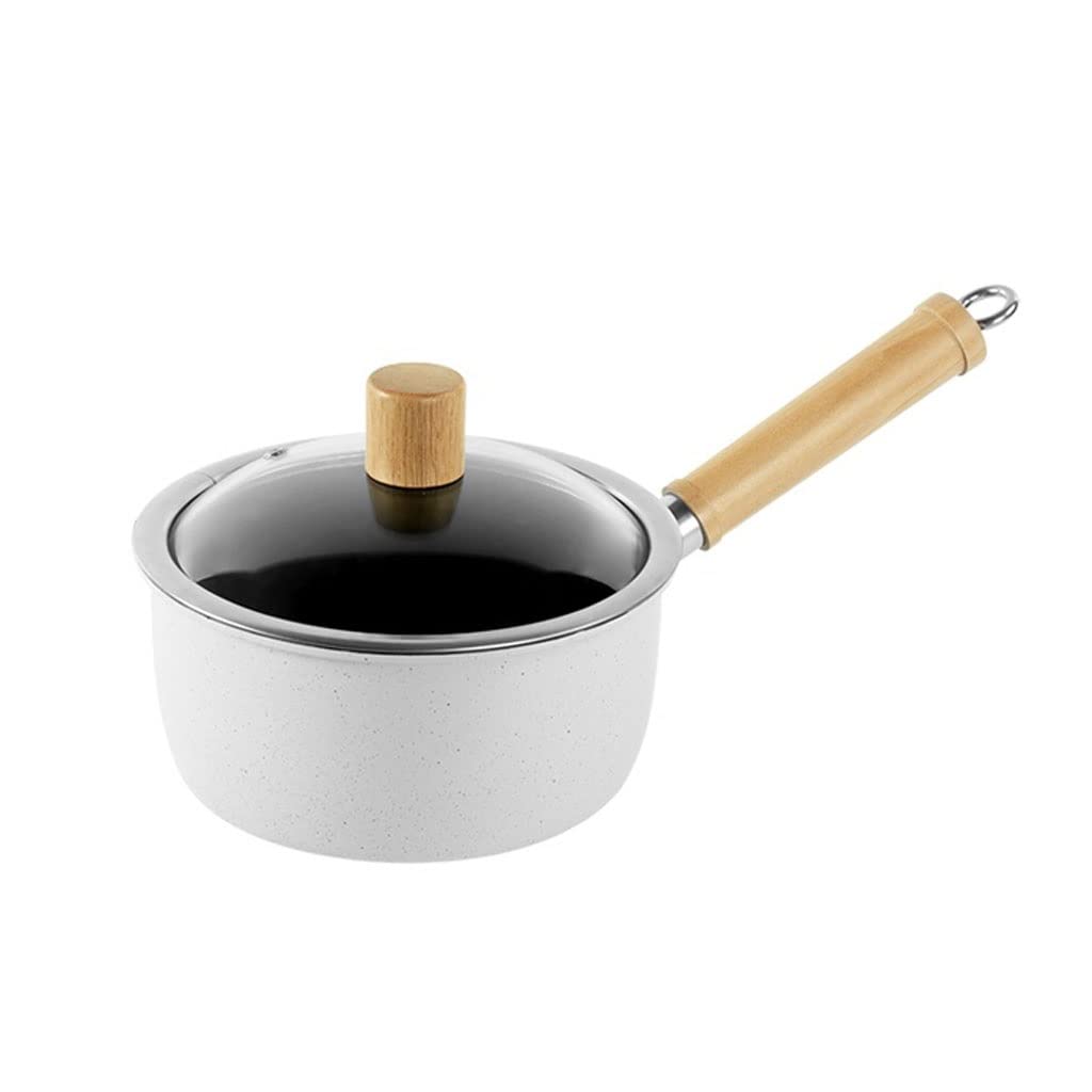 MGUOTP Non-Stick Milk Pot - Small Iron Saucepan for Baby Food, Cooking, Boiling Milk, Instant Noodles & Porridge - White Household Kitchen Essential for Healthy Meals & Quick Snacks