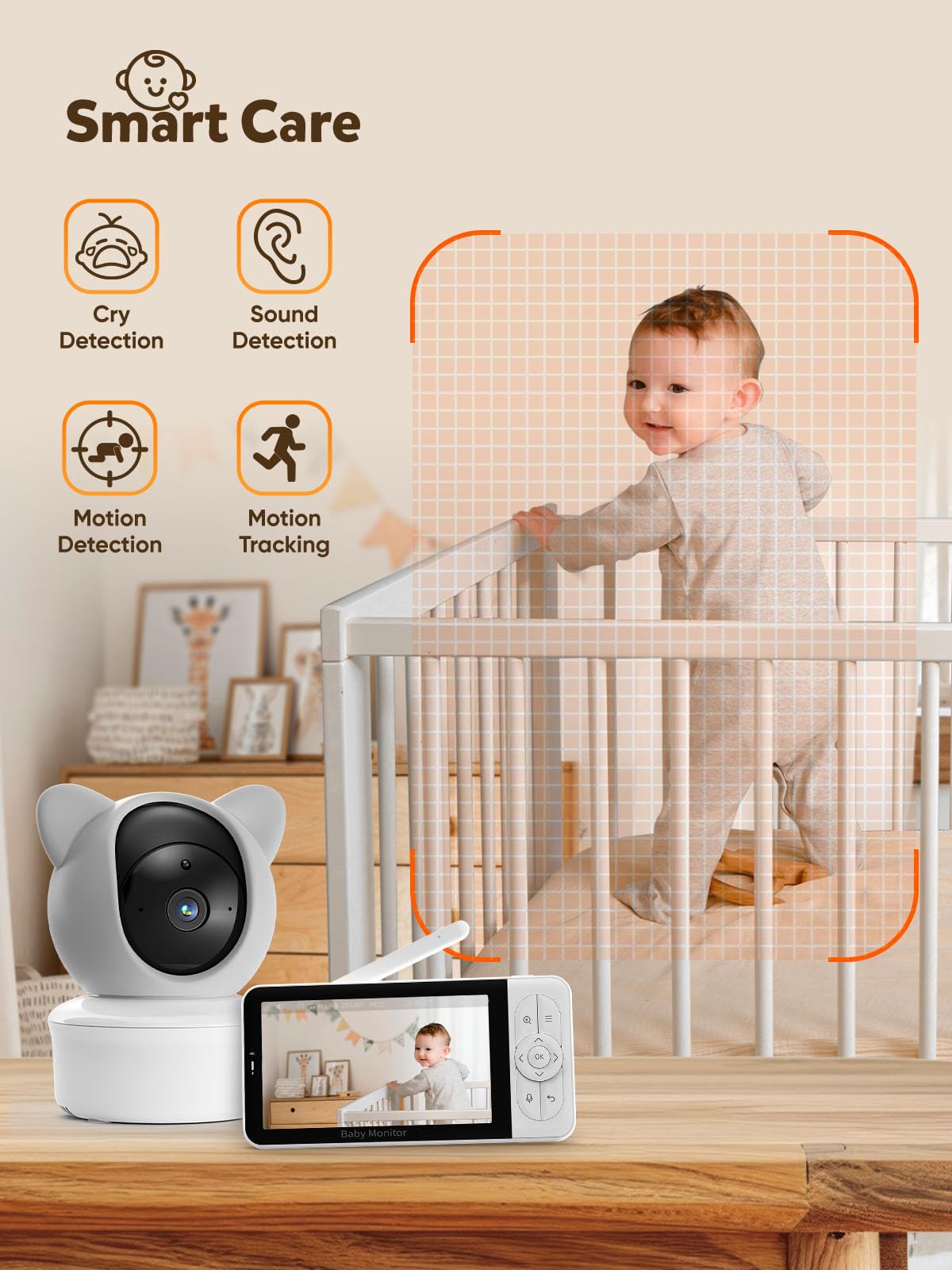 iFamily Smart WiFi Baby Monitor with 2K HD Camera - APP Control, Cry Detection, Motion Tracking, Night Vision & Secure Lock for Nursery, Home Security & Pet Monitoring