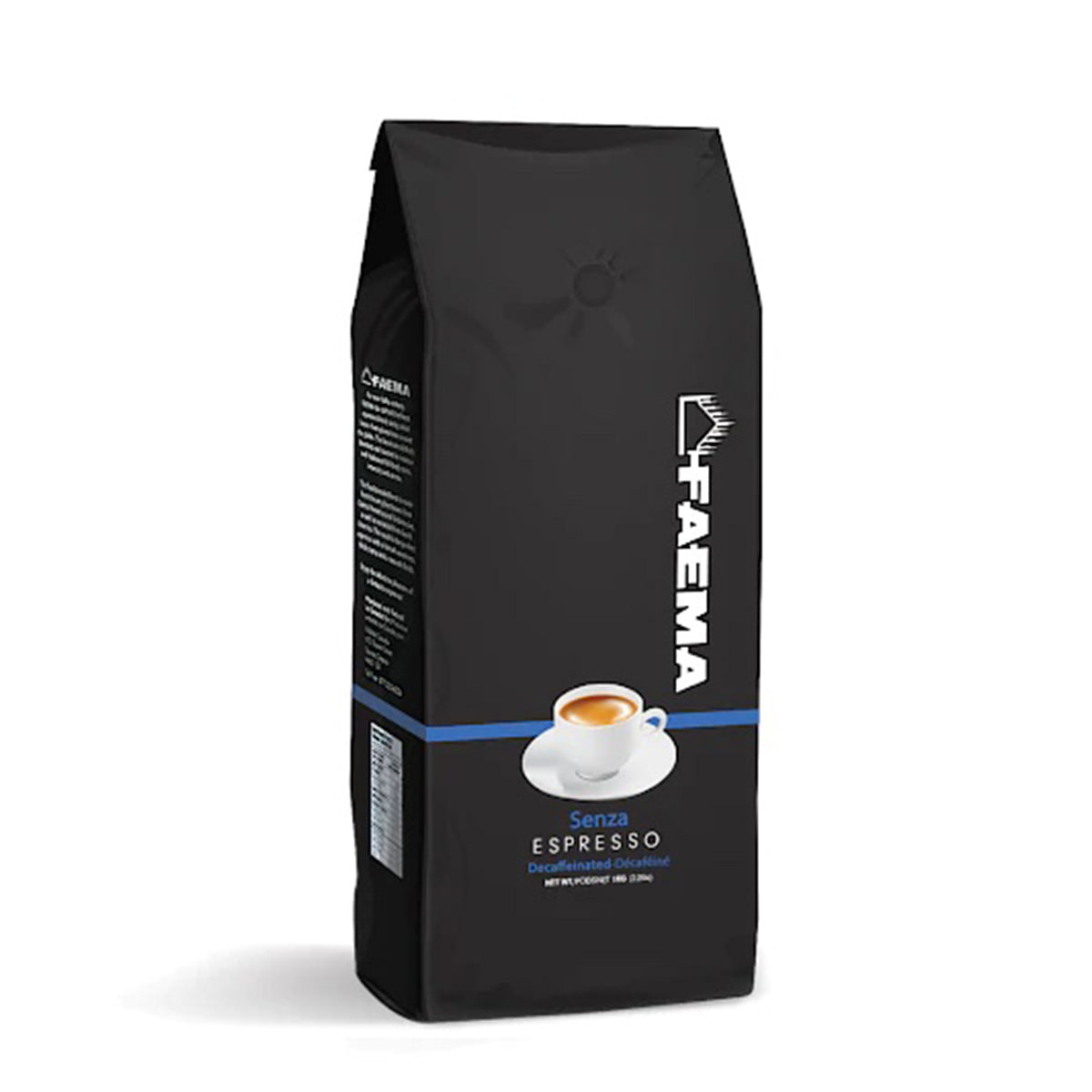 Faema Senzo Decaffeinated Espresso Whole Bean Coffee - 1kg Bag | Premium Italian Decaf Coffee Beans for Home Brewing & Espresso Machines