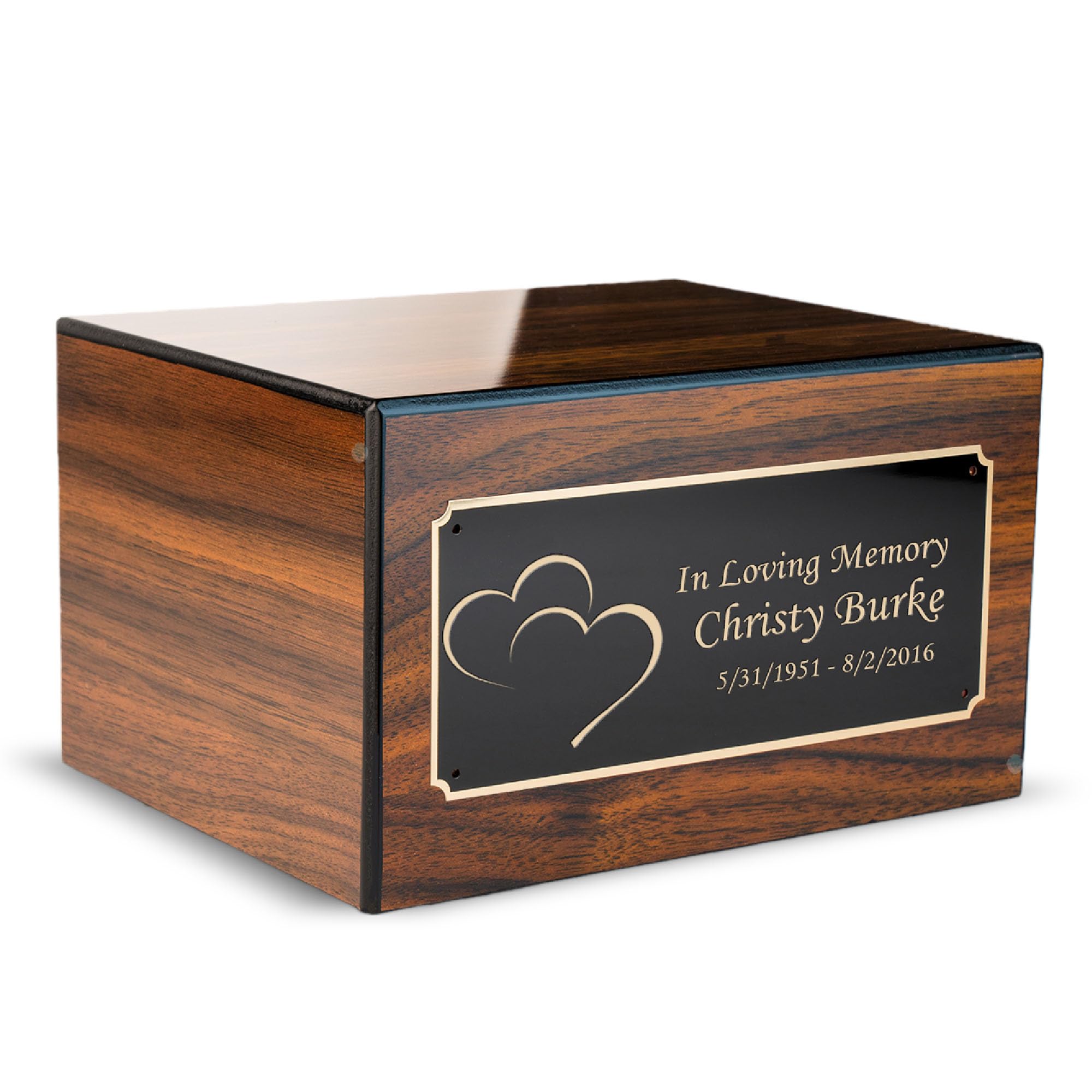 Premium Walnut Cremation Urn Box for Ashes - Handcrafted Wooden Urn with Custom Engraving for Men & Women - Holds Up to 213lbs - Perfect for Memorial Services, Home Display & Funeral Arrangements