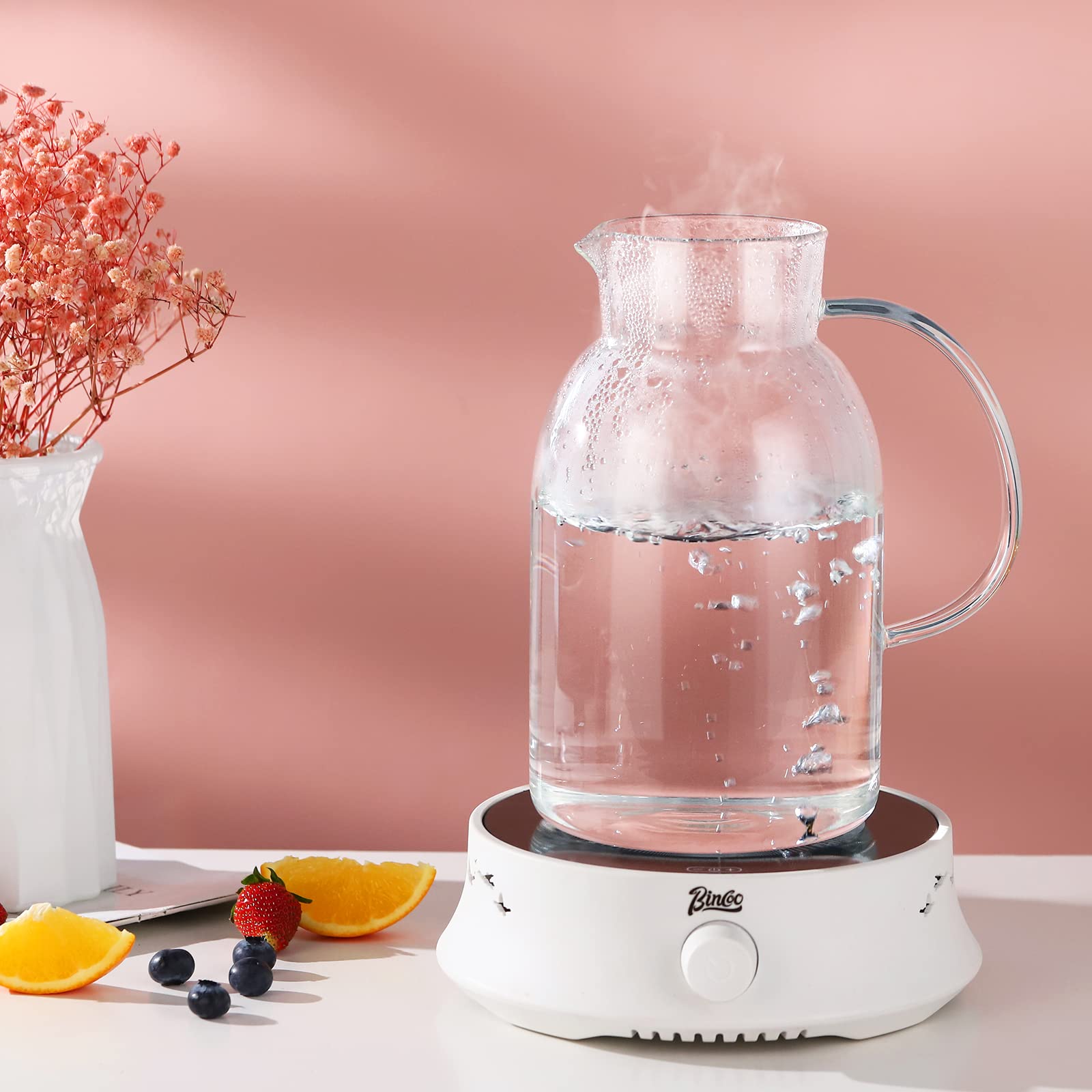 75oz Glass Pitcher with Lid & Free Brush - Heat Resistant Water Pitcher with Spout - Iced Tea, Juice & Beverage Carafe - Perfect for Fridge Storage & Entertaining - BPA-Free Large Capacity Pitcher for Lemonade, Cocktails & Party Drinks