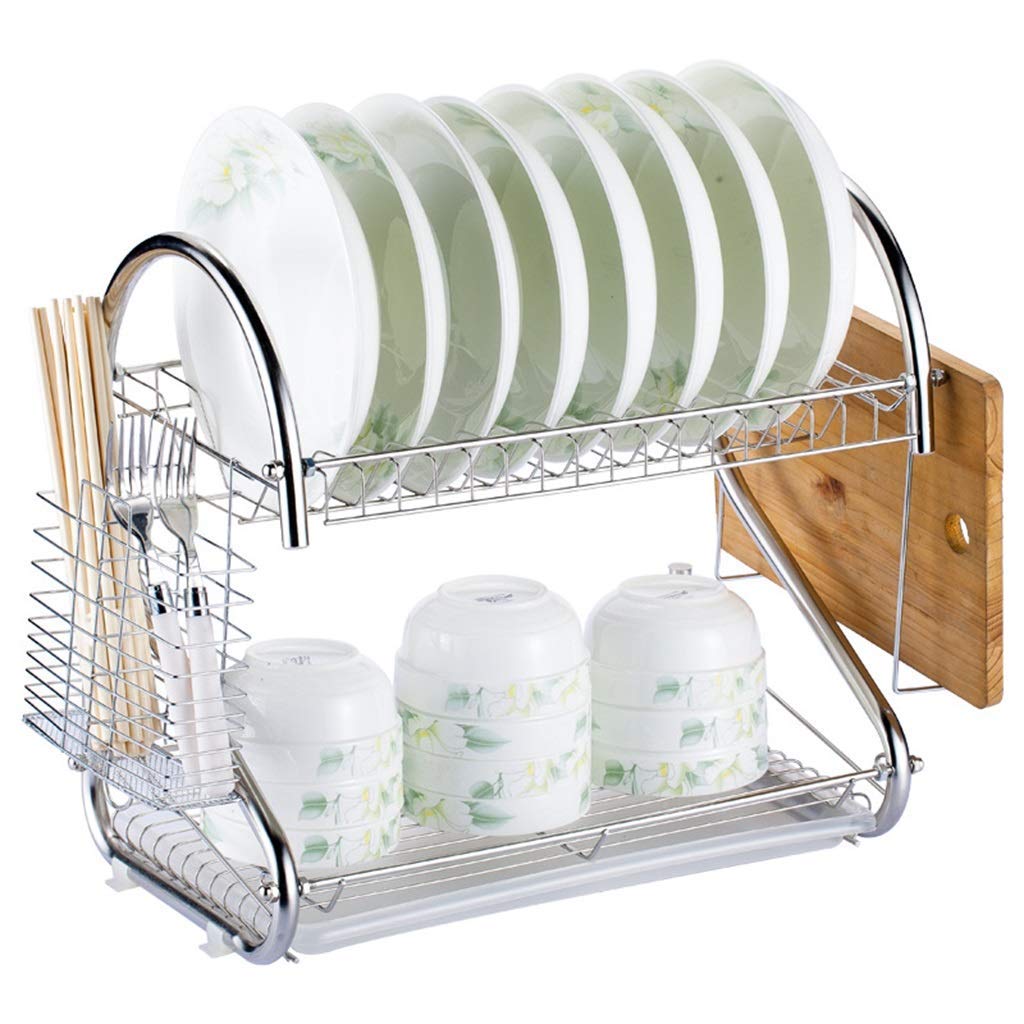 **GAXQFEI Dish Rack - Multi-Function Double-Layer Kitchen Drain & Storage Rack for Dishes, Utensils & Cutting Boards - Space-Saving Organizer for Small Kitchens & Countertops**
