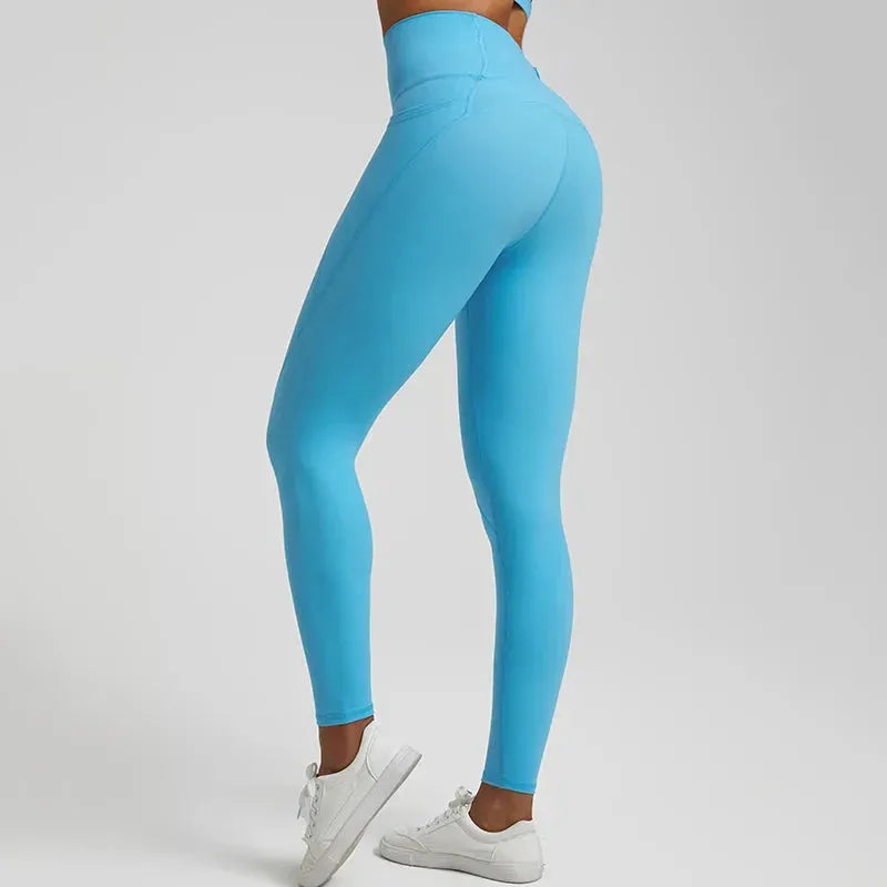 Seamless Nude Yoga Pants for Women - 3 Pocket High Waisted Gym Leggings with Push Up Effect | Perfect for Workouts, Running & Lounge Wear