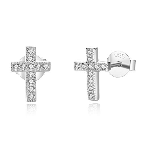 Lavishe 925 Sterling Silver Cubic Zirconia Petite Small Cross Stud Earrings for Women - Hypoallergenic, Dainty & Elegant - Perfect for Daily Wear, Gifts & Special Occasions