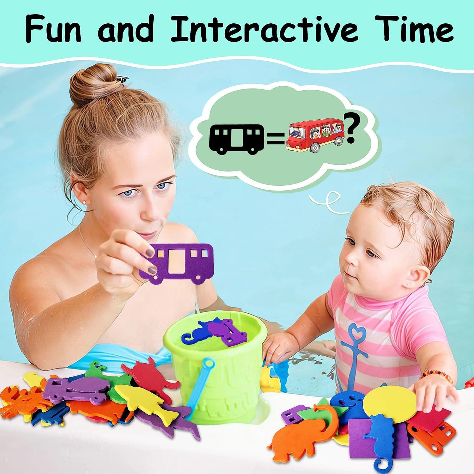 Non-Toxic Foam Bath Toys for Toddlers 1-3 Years - Safe Bathtub Toys with Storage Bag, Mold-Free Baby Bath Toys for 6-24 Months, Fun Learning Shower Toys for Boys & Girls Ages 1-5 - Perfect for Sensory Play, Bath Time Fun & Birthday Gifts