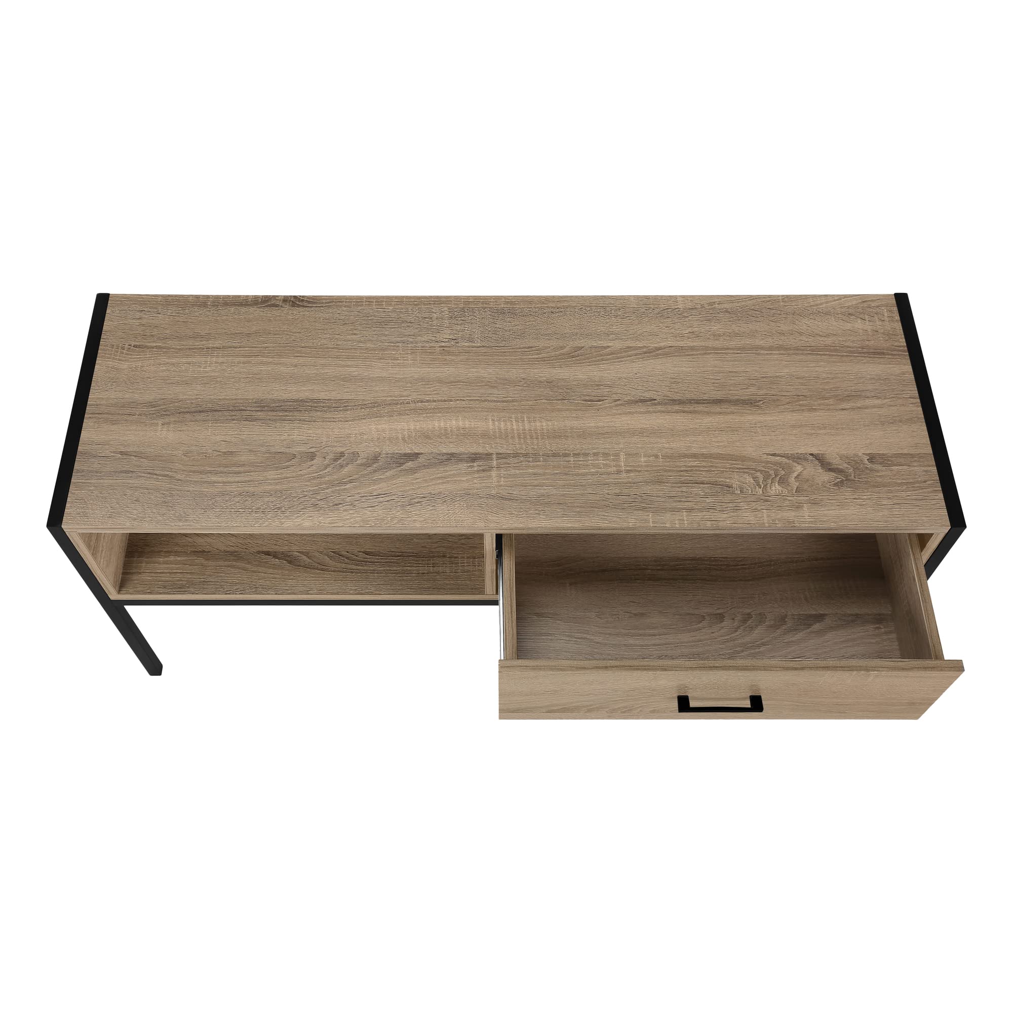 Monarch Specialties I 2876 48-inch TV Stand with Storage Drawer - Brown & Black Laminate & Metal Media Console for Living Room & Bedroom - Perfect for Entertainment Centers & Home Theater Setups