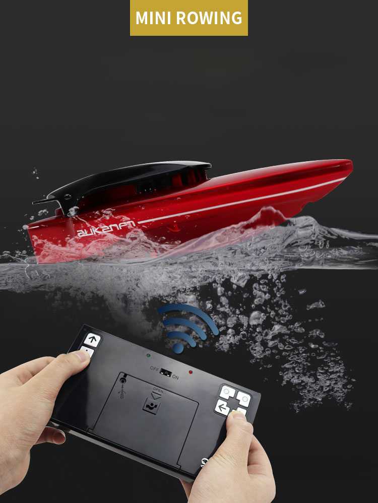 TOUCAN 2.4Ghz RC Rowing Skiff Remote Control Electric Boat with Twin Propellers - Ready to Run Mini Toy Model (14x4x3.8cm) for Indoor & Outdoor Water Play - Perfect for Pools, Lakes and Bathtub Fun