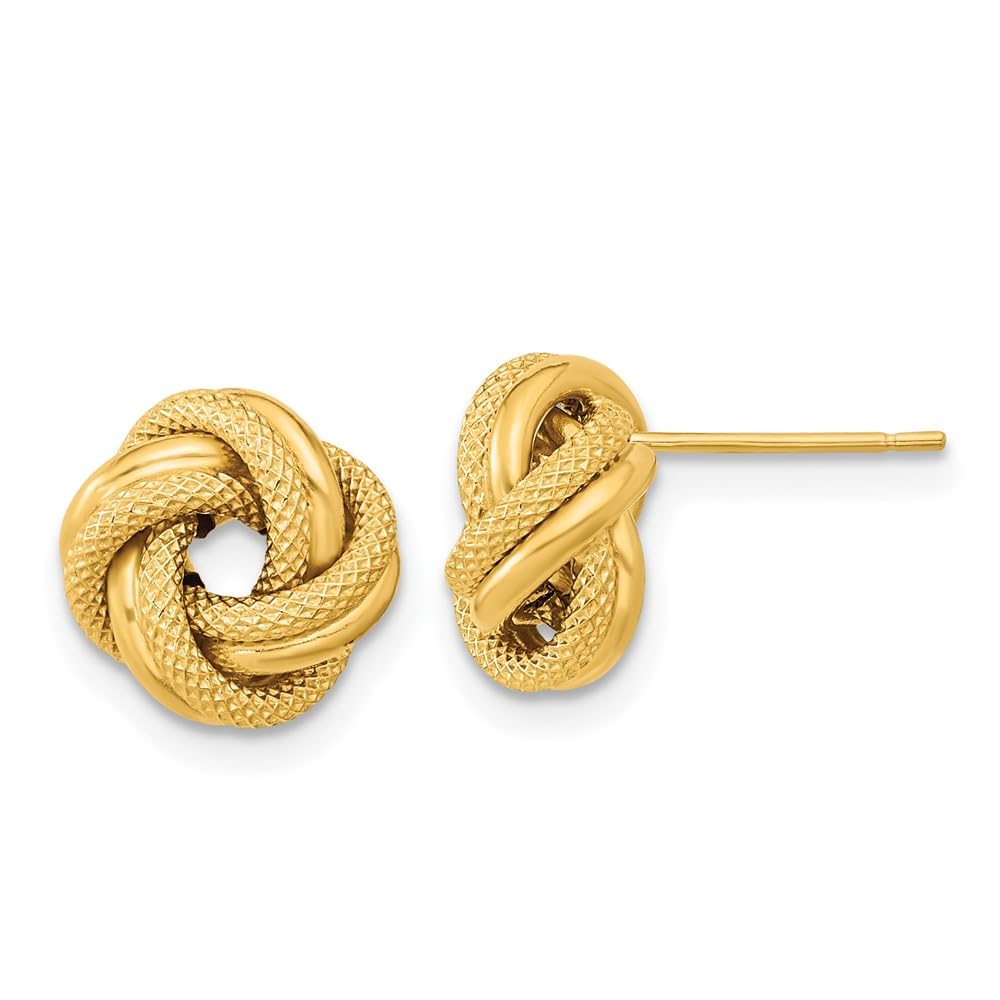 14K Solid Yellow Gold Double Twisted Love Knot Stud Earrings - Romantic Jewelry Gift for Women, Perfect for Valentine's Day, Anniversary & Special Occasions