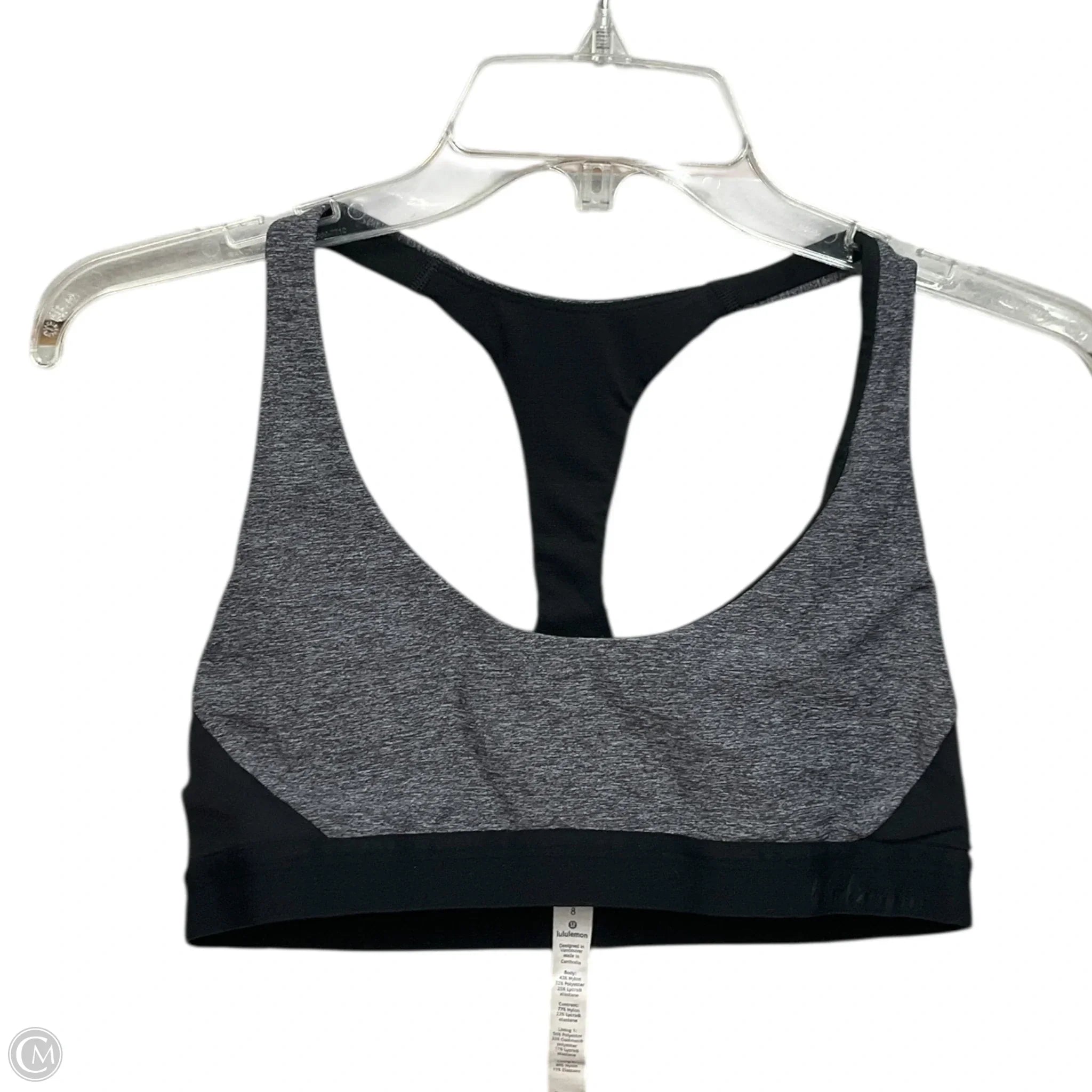Lululemon Women's Athletic Sports Bra - Medium, Black & Grey - High Support for Running, Yoga & Gym Workouts