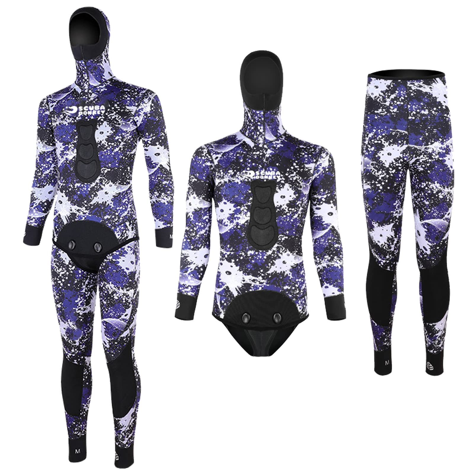 3MM Camo Hooded Wetsuit 2-Piece Set for Men & Women - Thermal Diving Suit for Spearfishing, Snorkeling, Scuba Diving & Surfing | Perfect for Cold Water Adventures & Water Sports Enthusiasts