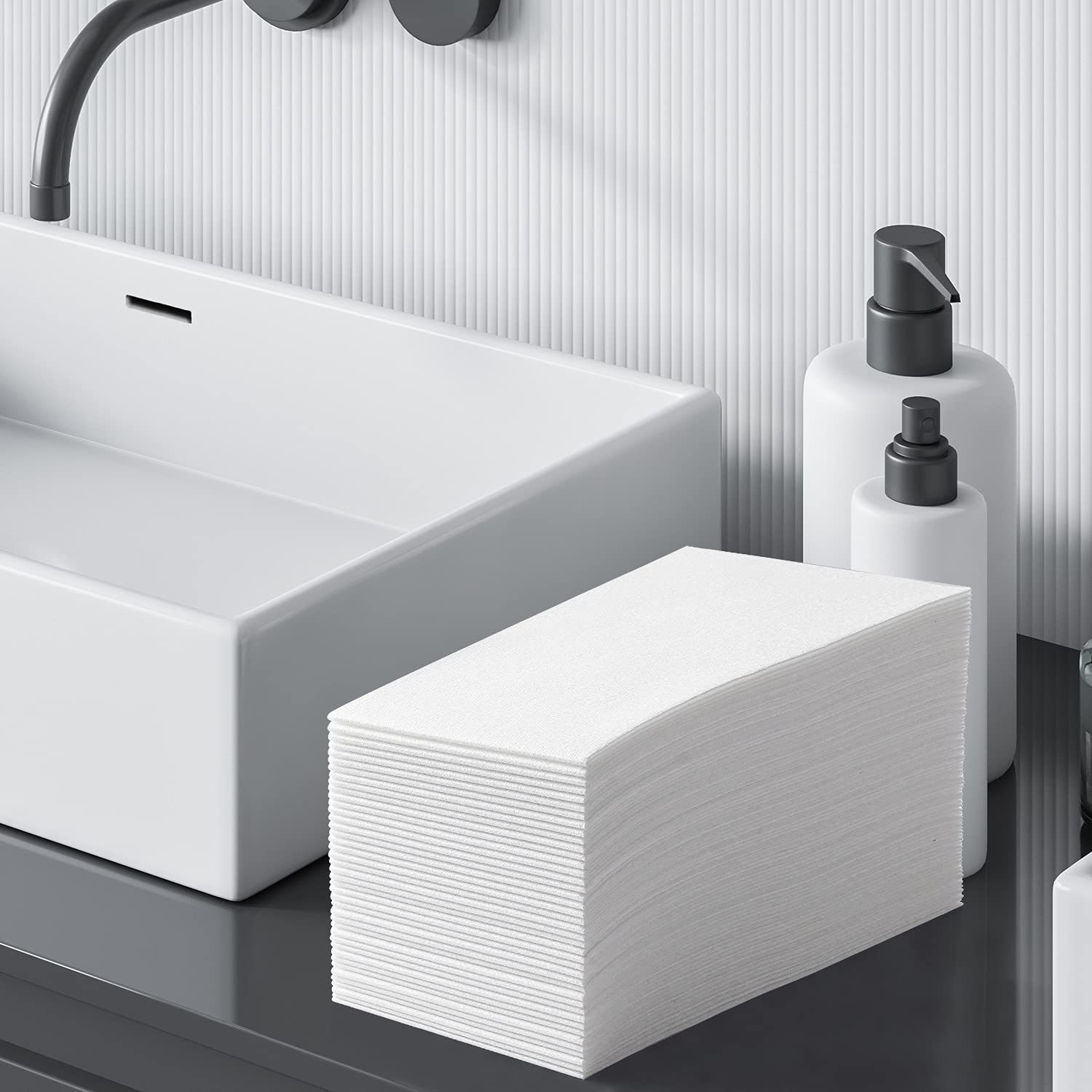 50 Pack Disposable Guest Towels - Premium White Linen Feel Napkins | Eco-Friendly Bathroom Paper Hand Towels for Parties, Christmas, Halloween, Thanksgiving | Perfect for Home, Restaurants & Events