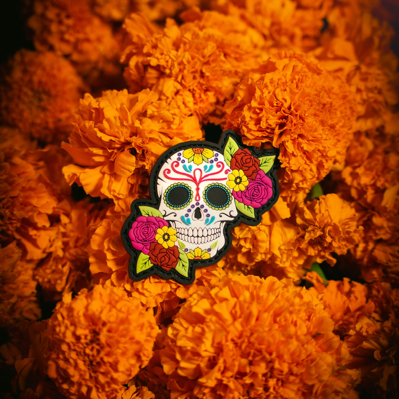 Vibrant Sugar Skull with Floral Embroidery Iron-On Patch - Perfect for DIY Jackets, Backpacks & Halloween Costumes