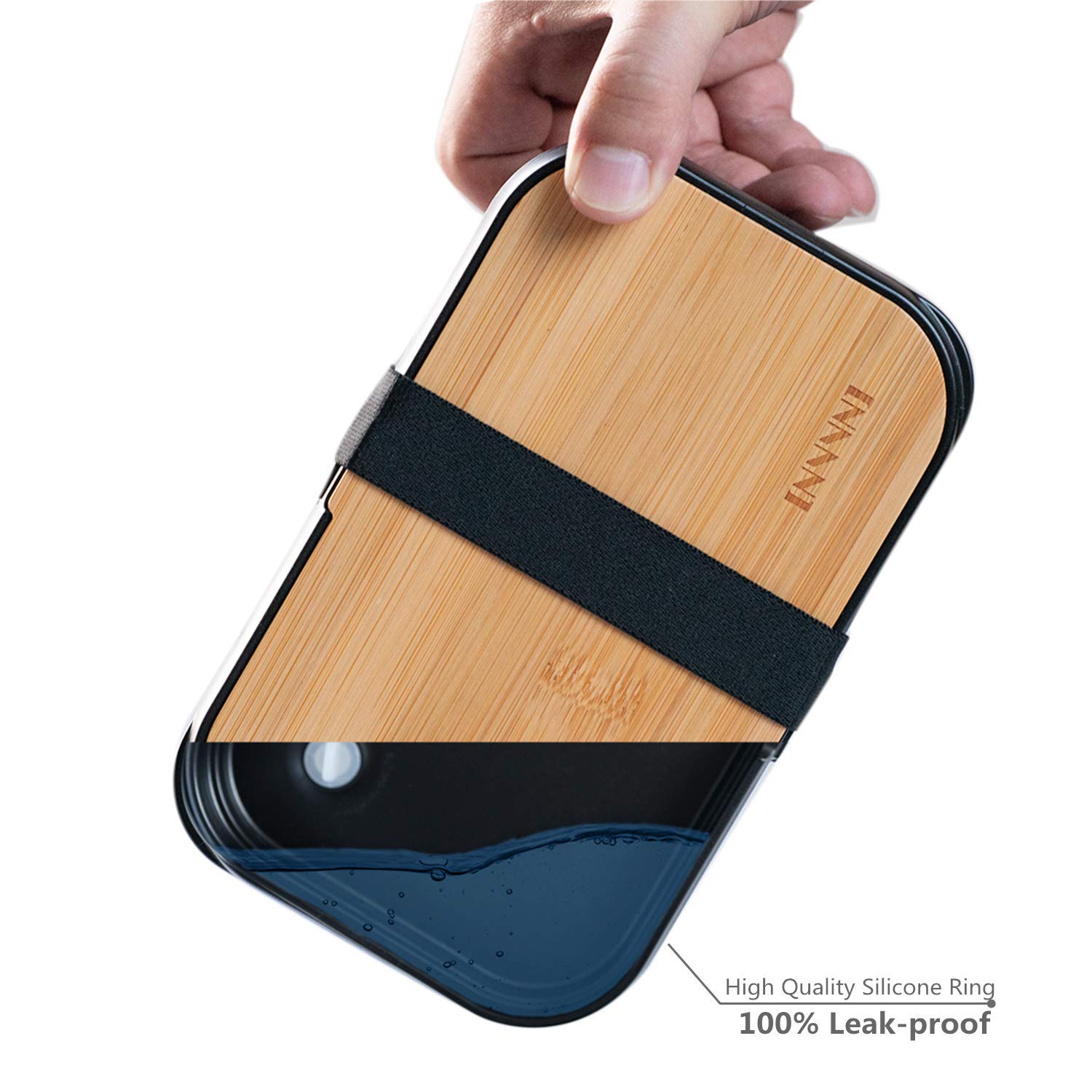 Eco-Friendly Bento Box Lunch Container for Adults - Natural Bamboo Lid with Cutlery & Chopsticks | Microwave & Dishwasher Safe | BPA-Free & Leakproof | Perfect for Office, School, Picnics & Meal Prep