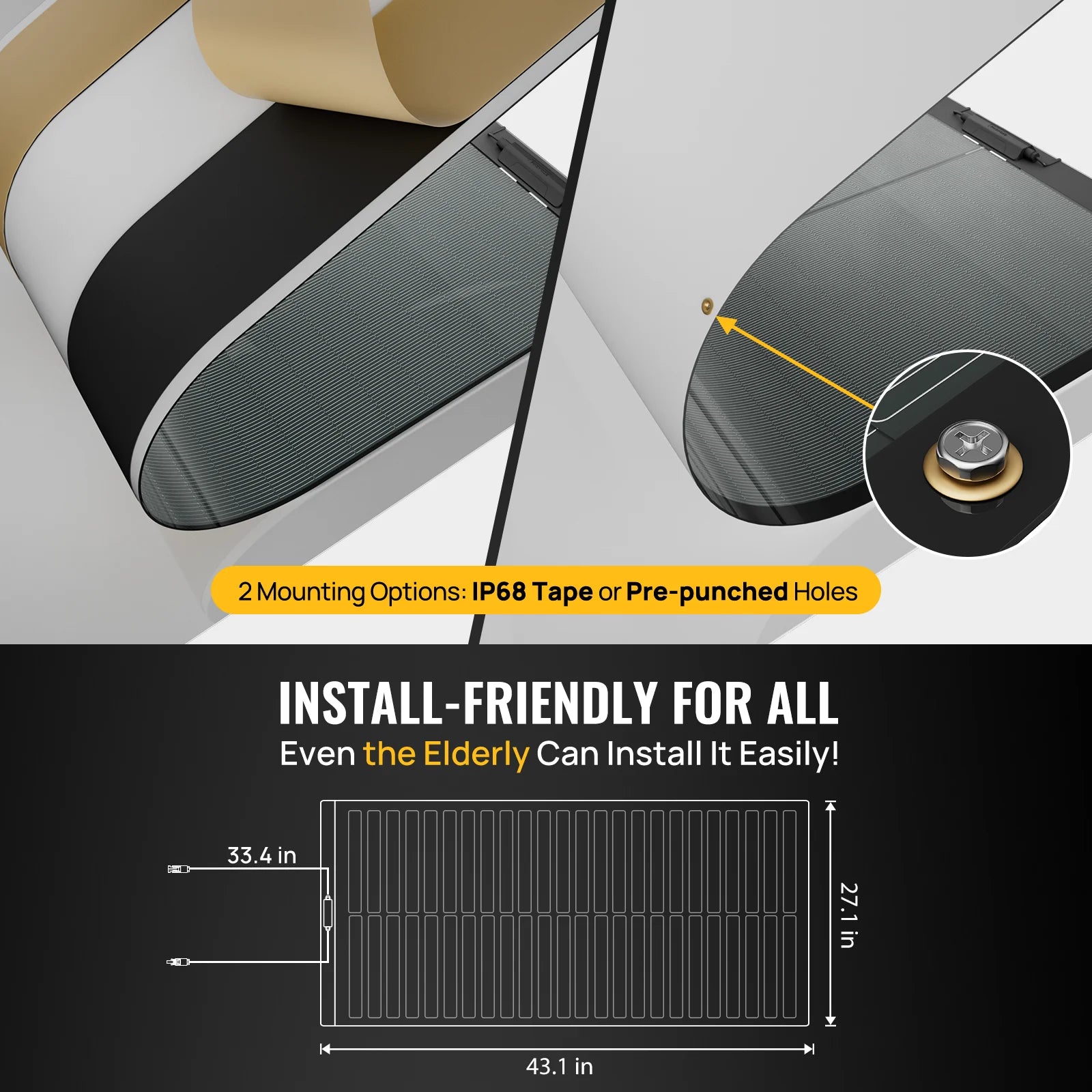 BougeRV 100W CIGS Thin Film Flexible Solar Panel with Pre-Punched Holes - Portable Power Solution for RV, Camping, Boating & Off-Grid Living