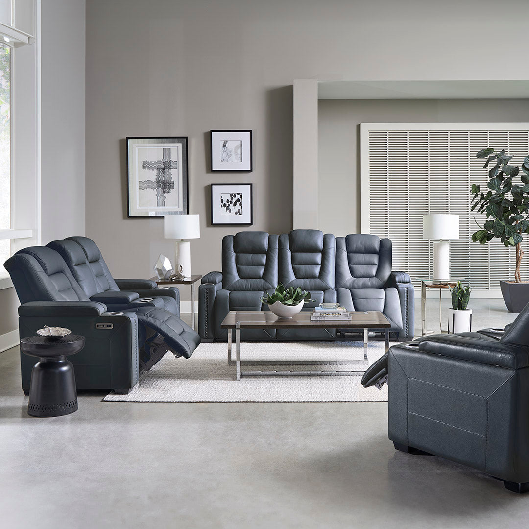 Admiral Power Reclining Loveseat with Console - Modern Electric Recliner Sofa for Living Room, Home Theater & Small Spaces - Comfortable PU Leather Loveseat with Cup Holders & USB Charging Ports