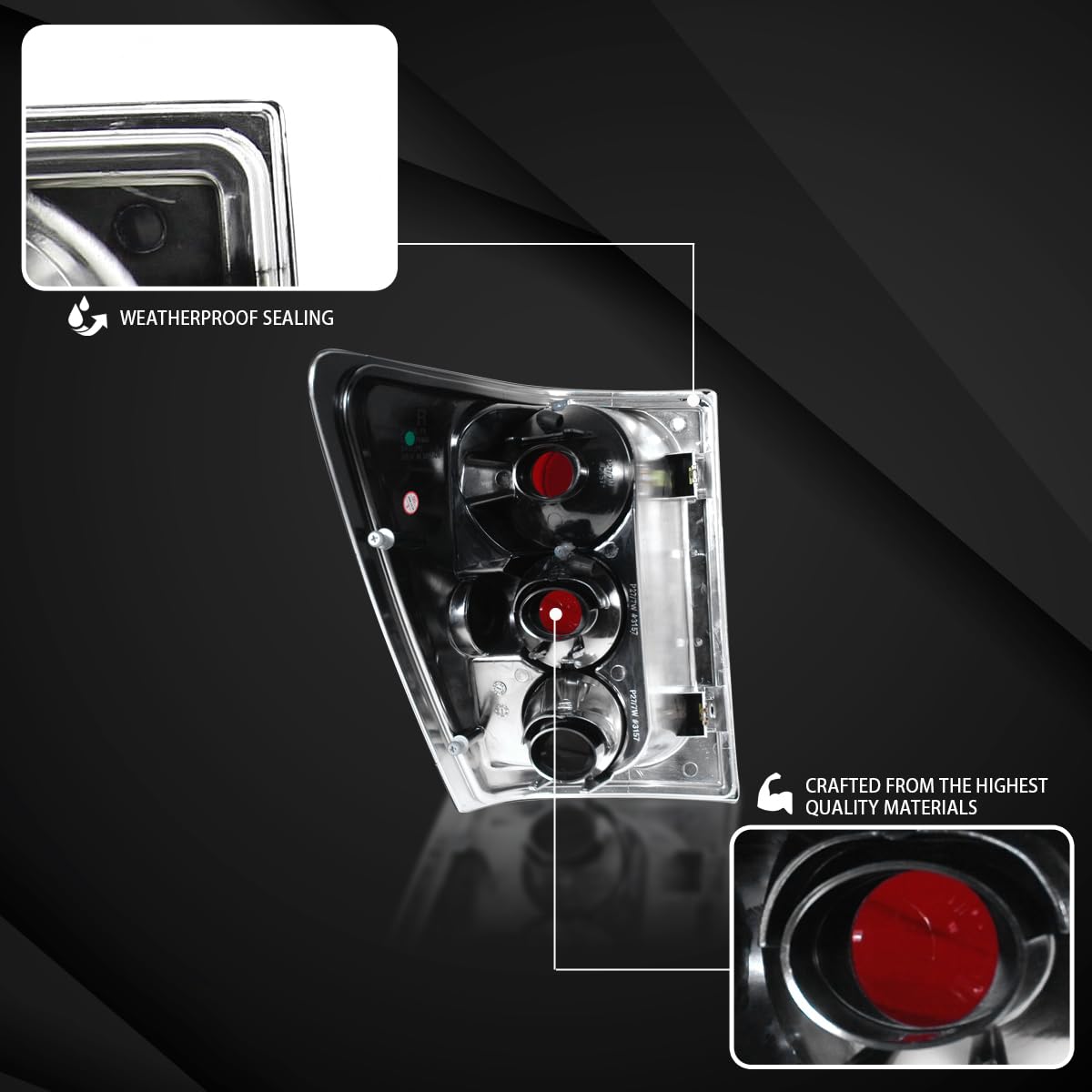 AUTOZENSATION Black Housing Clear Lens Tail Lights Pair for 2005-2006 Jeep Grand Cherokee - Left & Right Assembly - Upgrade Your Vehicle's Style & Visibility for Night Driving & Off-Road Adventures