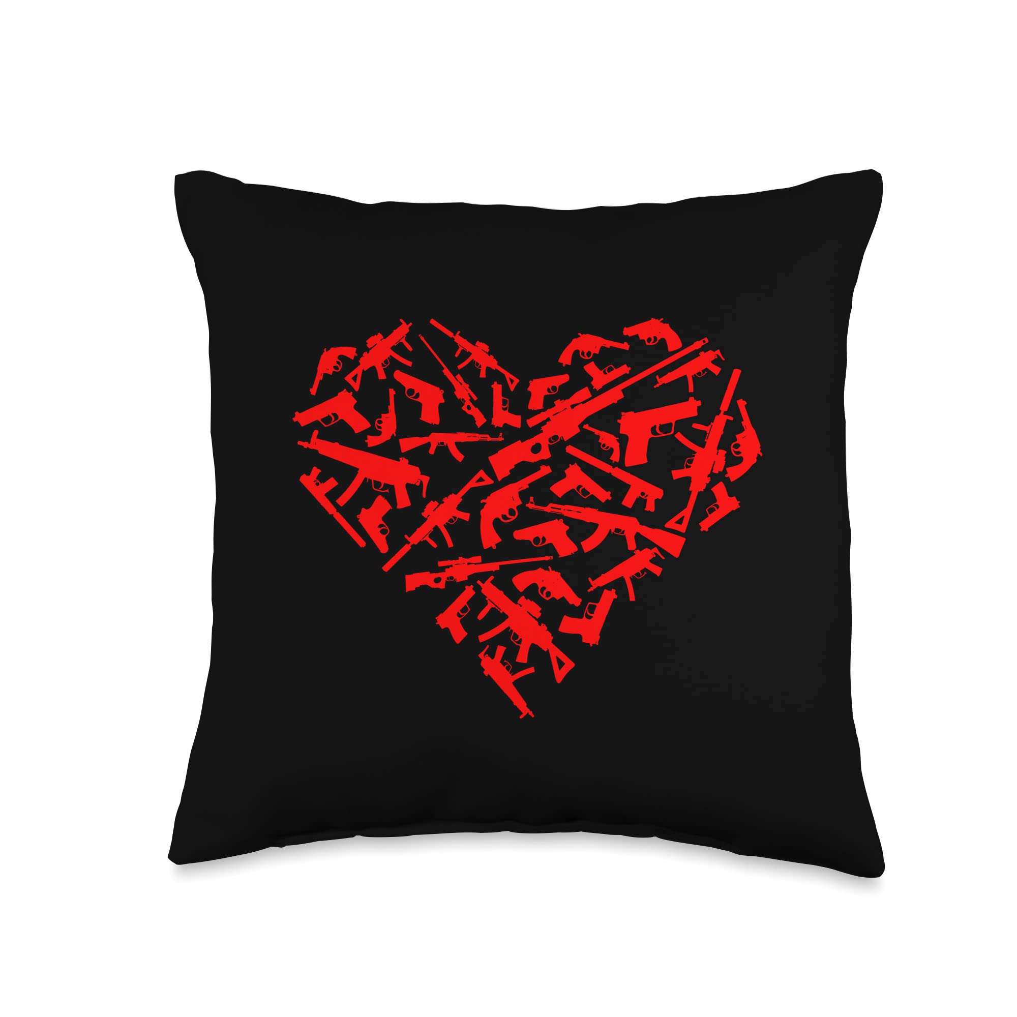 Gun Shaped Heart Throw Pillow - Unique Valentine's Day Gift for Gun Lovers | Home Decor, Couch Accessory & Man Cave Gift Idea