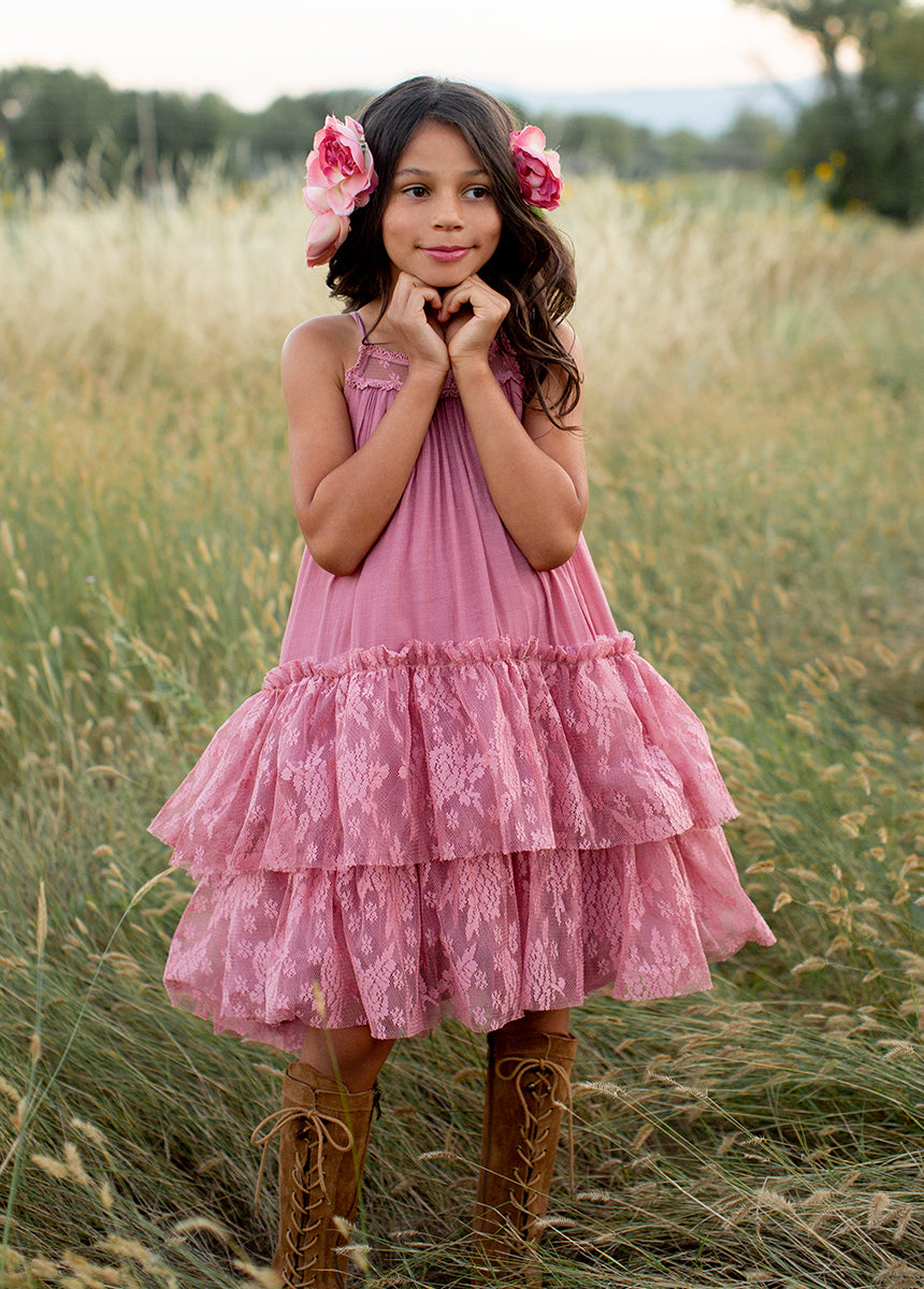 Elegant Catrina Dress in Dusty Rose - Flowy Midi Dress for Women | Perfect for Parties, Weddings & Special Occasions