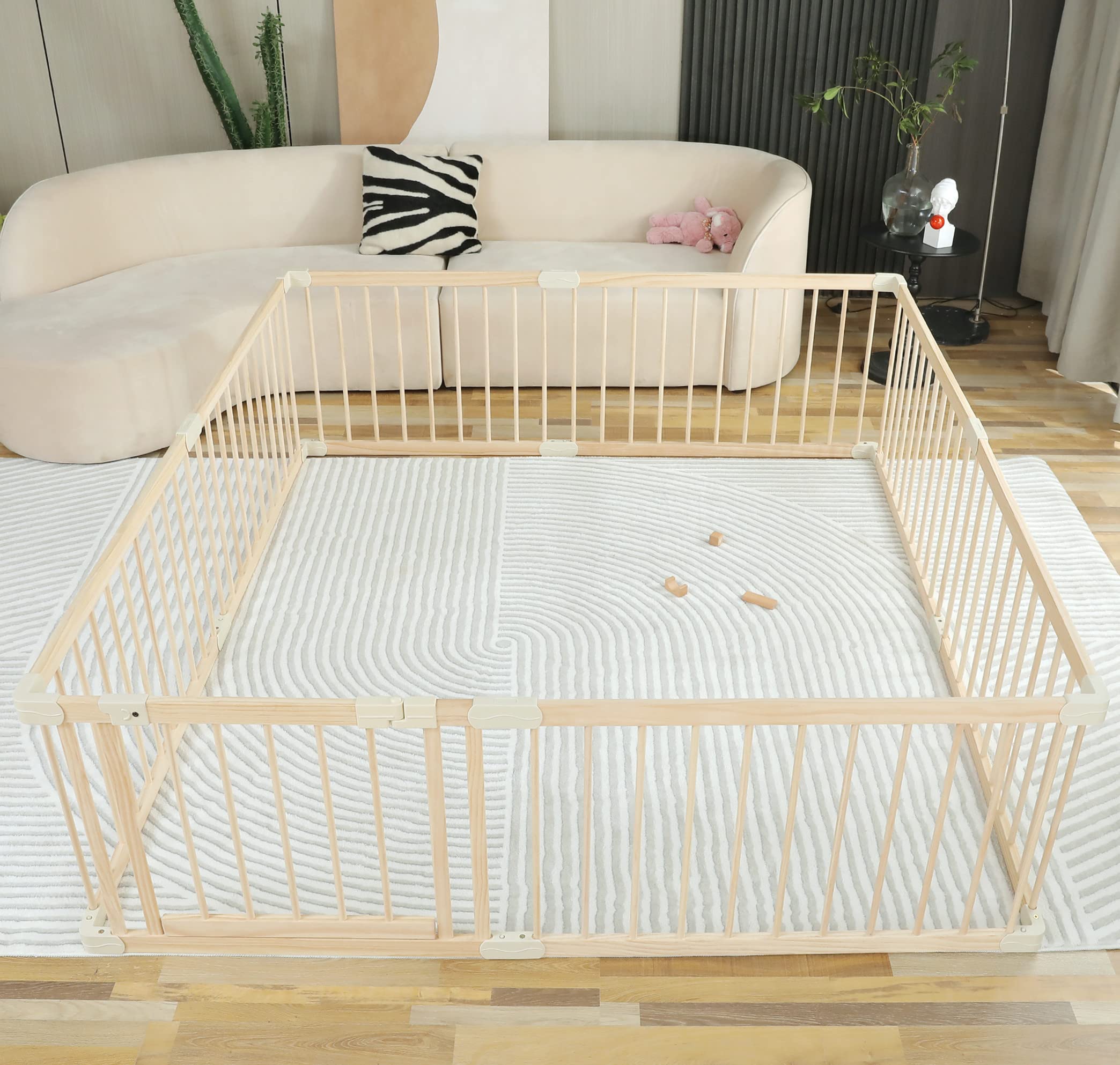 Wooden Baby Playpen - Large 180x200x61cm Play Yard for Babies & Toddlers | Indoor Play Fence, Safe Daycare & Gym Area | Perfect for Home, Nursery & Childcare Centers