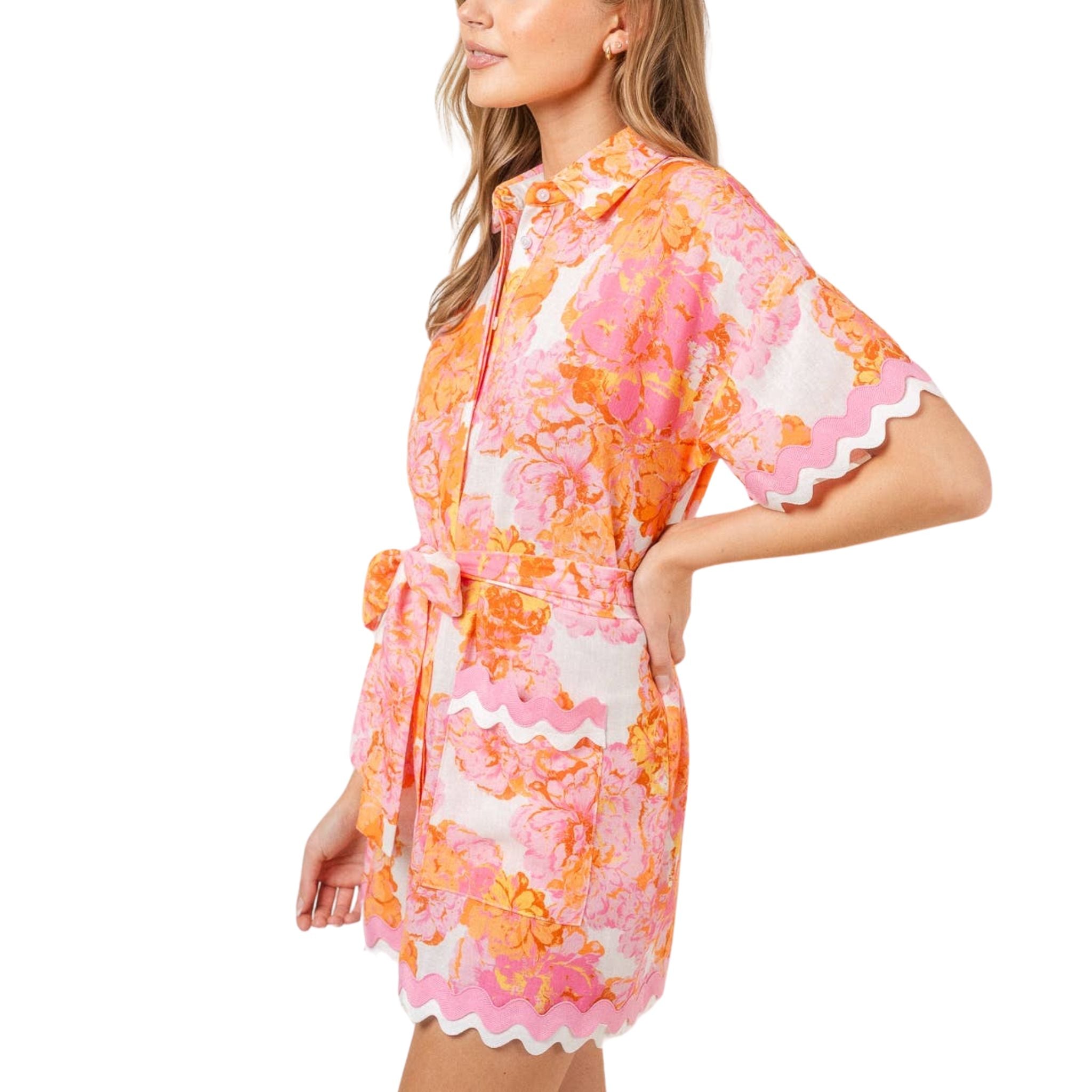 Wave Trims Belted Mini Dress for Women - Stylish & Flattering Summer Party Dress | Perfect for Cocktail Parties, Date Nights & Special Occasions