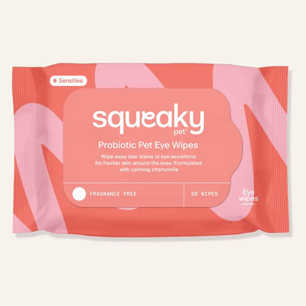 Squeaky Probiotic Pet Eye Wipes for Dogs & Cats - Gentle Tear Stain Remover & Eye Cleaning Solution - Safe for Daily Use on Puppies, Kittens & Adult Pets - Perfect for Grooming, Allergy Relief & Eye Health Maintenance