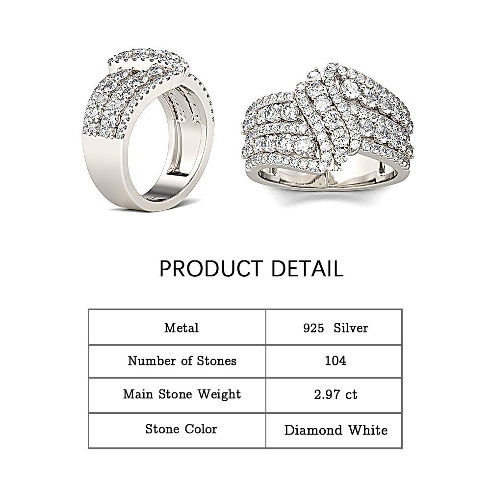 Jeulia Sterling Silver Intertwined Crossover Rings for Women - Elegant Wedding Band, Round Cut Engagement Ring, Anniversary & Birthday Gift with Jewelry Box | Perfect for Valentine's Day, Proposal, Bridal Jewelry & Special Occasions