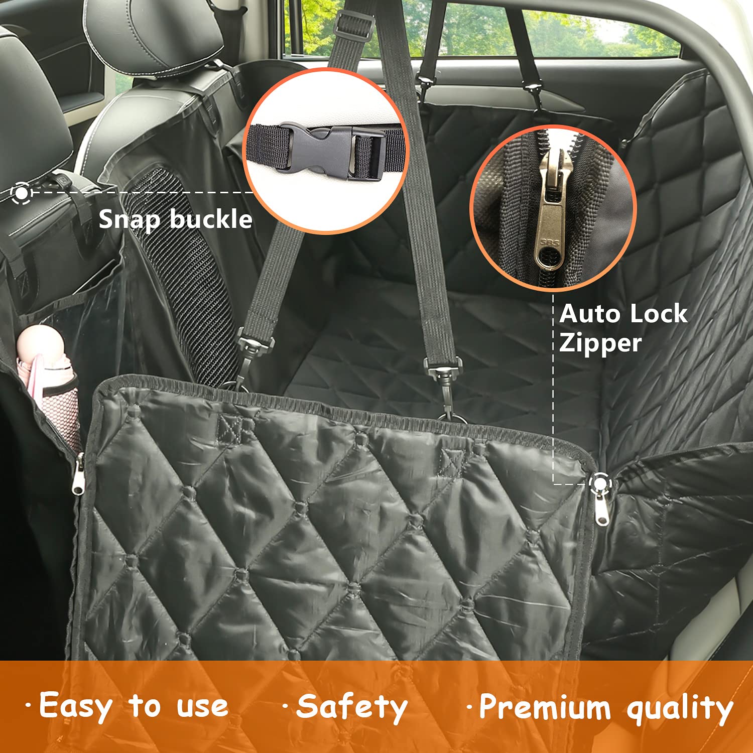 Waterproof Dog Car Seat Cover for Back Seat - Non-Slip Hammock with Mesh Window & Storage Pockets - Universal Fit for SUV, Sedan - Perfect for Road Trips, Vet Visits & Outdoor Adventures
