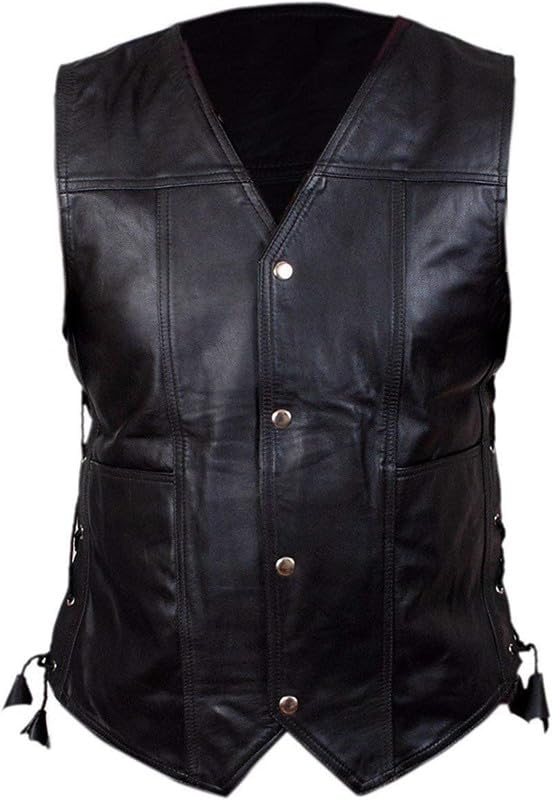 Facon Men's Motorcycle Jacket - Black Angel Wings Biker Vest, Leather Costume for Riding & Motorcycle Events | Perfect for Biker Gangs, Halloween & Cosplay