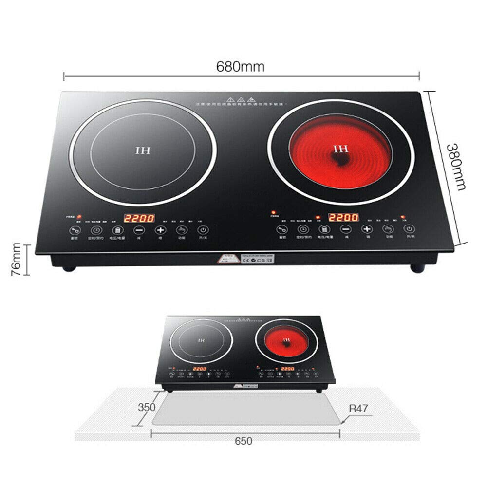 Portable Induction Cooktop - 110V 8-Level Electric Dual Burner Induction Cooker with Countertop Design, Compatible with Cast Iron Cookware - Perfect for Home Kitchen, Restaurant, Dorm & RV Cooking (USA Stock)