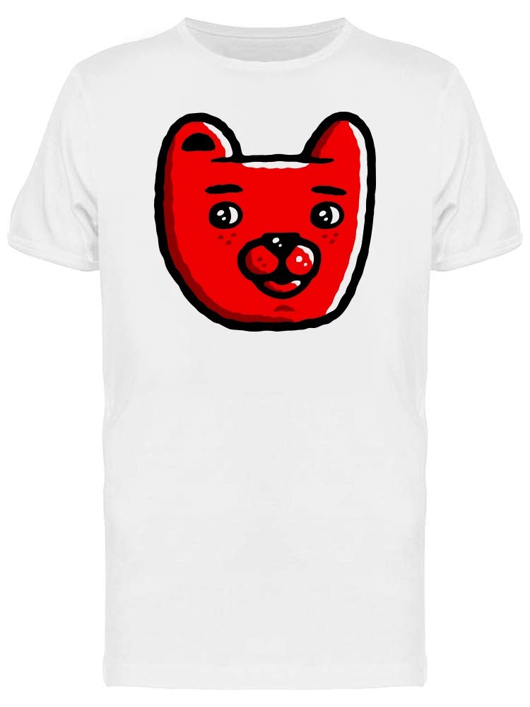 Red Bear Head Cartoon T-Shirt for Men - Casual Graphic Tee for Everyday Wear, Street Style & Outings