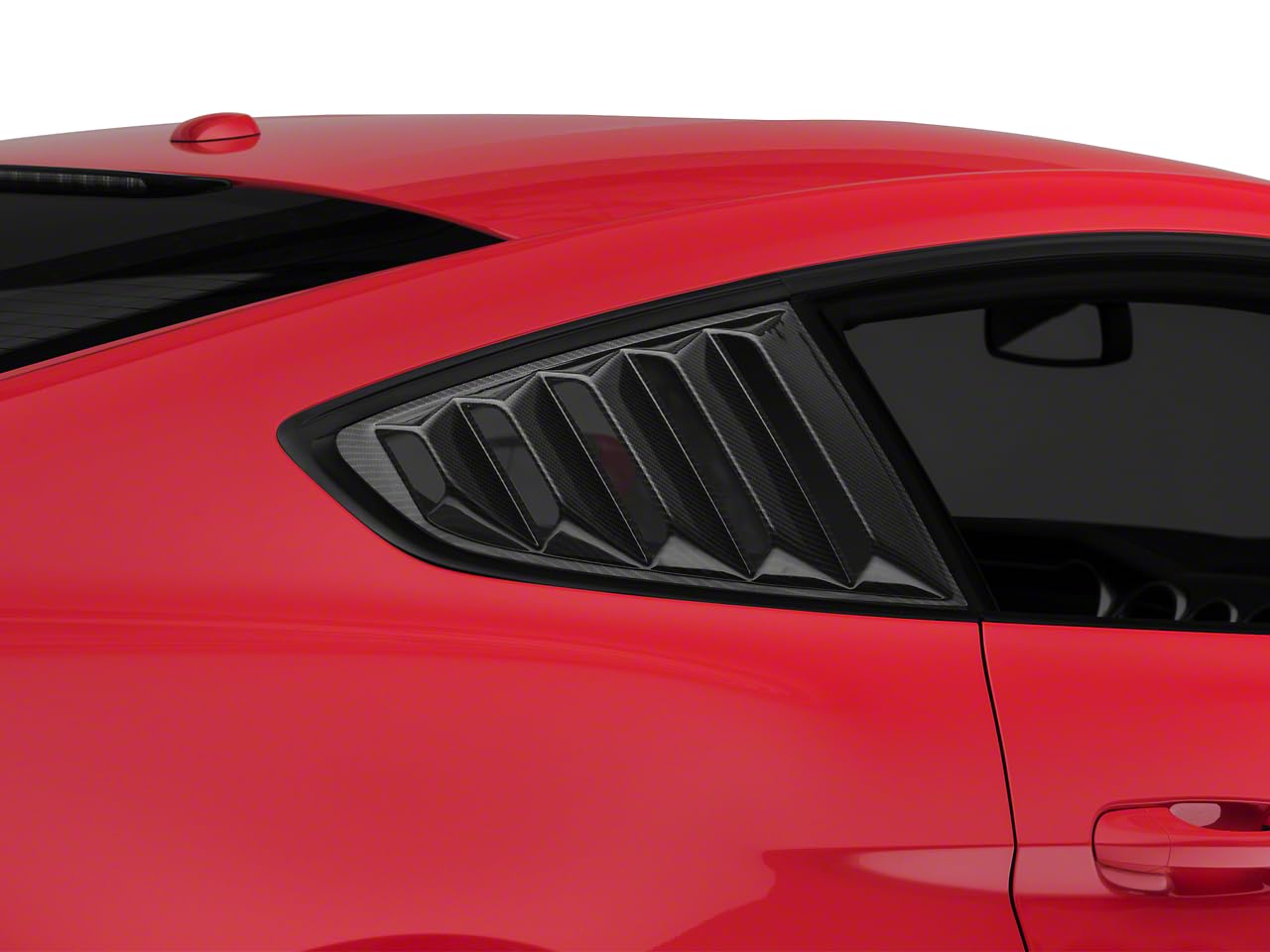 Carbon Fiber Quarter Window Louvers for 2015-2020 Ford Mustang Fastback - Vintage Style Auto Accessory for Enhanced Aerodynamics & Street Racing Look