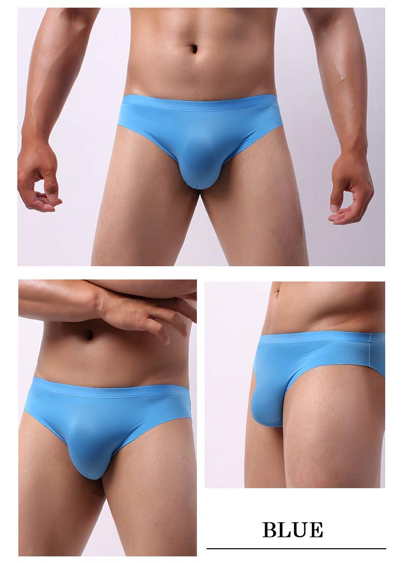 Men's Seamless Underwear - Ice Silk Breathable Sexy Briefs - Ultra Thin See-Through Bikini Shorts for Comfort & Style - Perfect for Daily Wear, Sleepwear, and Intimate Moments