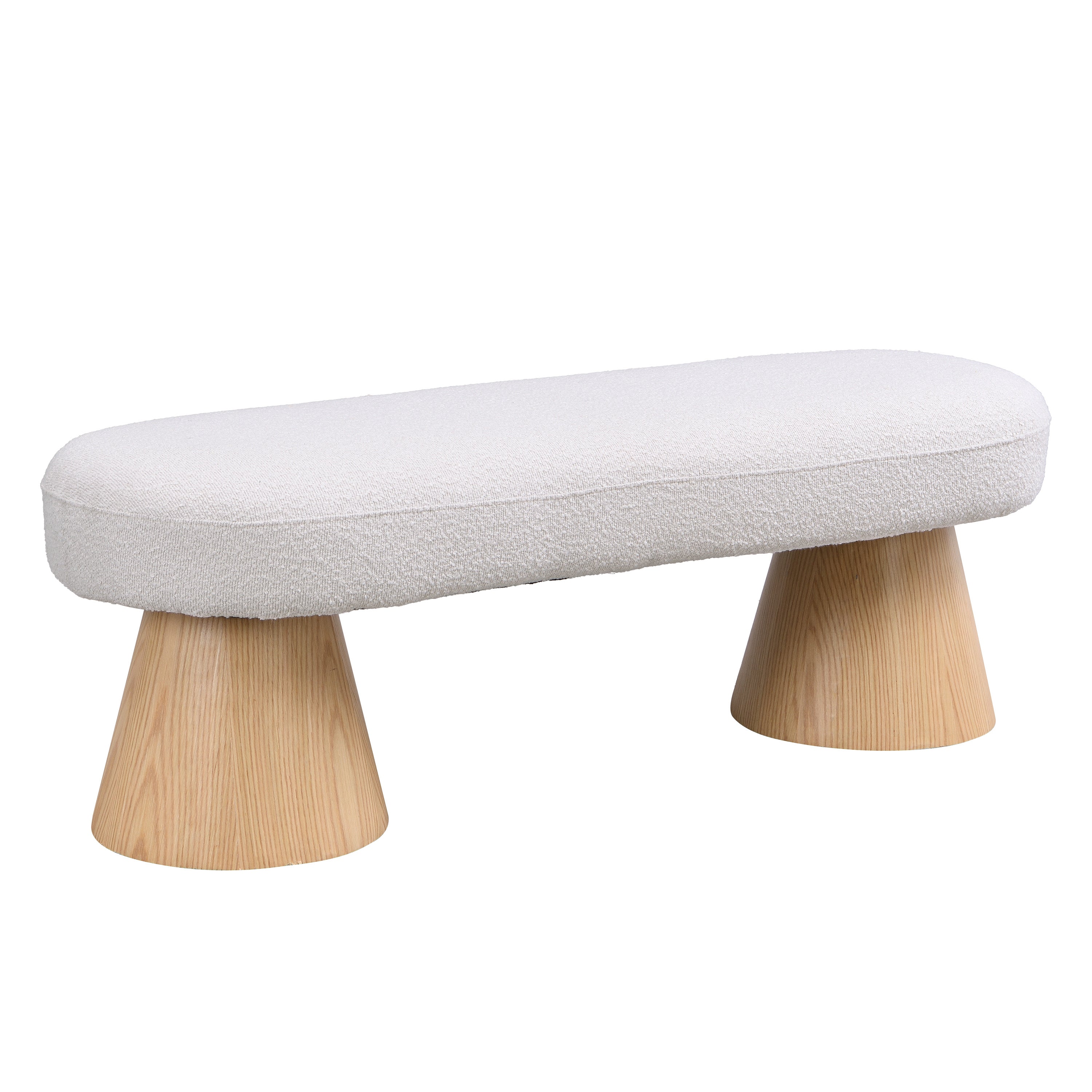 Upholstered Dining Bench with Wood Legs - 300 LBS Weight Capacity, Beige Fabric Ottoman for Bedroom, Living Room & Entryway | Perfect for Dining Room Seating, Bed End Bench or Hallway Decor