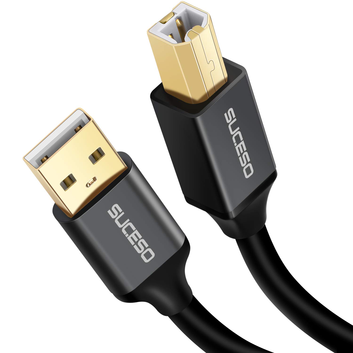SUCESO 6.6ft USB 2.0 Printer Cable A Male to B Male Scanner Cord - Compatible with Canon Pixma TS3150 MG5750, HP, Dell, Epson, Lexmark, Xerox, Samsung Printers - Perfect for Home Office & Small Business Printing Needs