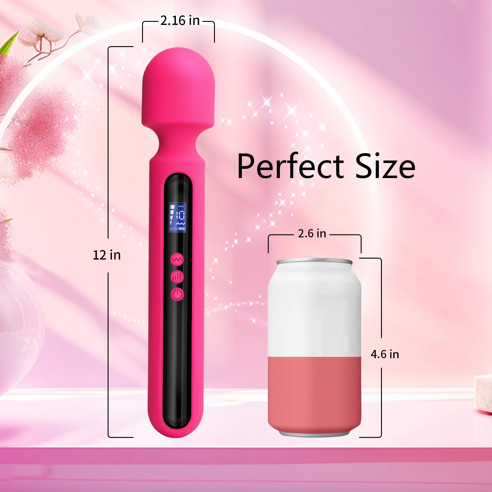 12 Inch Powerful Vibrating Massager Wand - 10 Patterns & 4 Speeds for G Spot & Clitoral Stimulation | Adult Sex Toy for Men & Women | Perfect for Couples Play, Solo Pleasure & Sensual Massage (Rose)