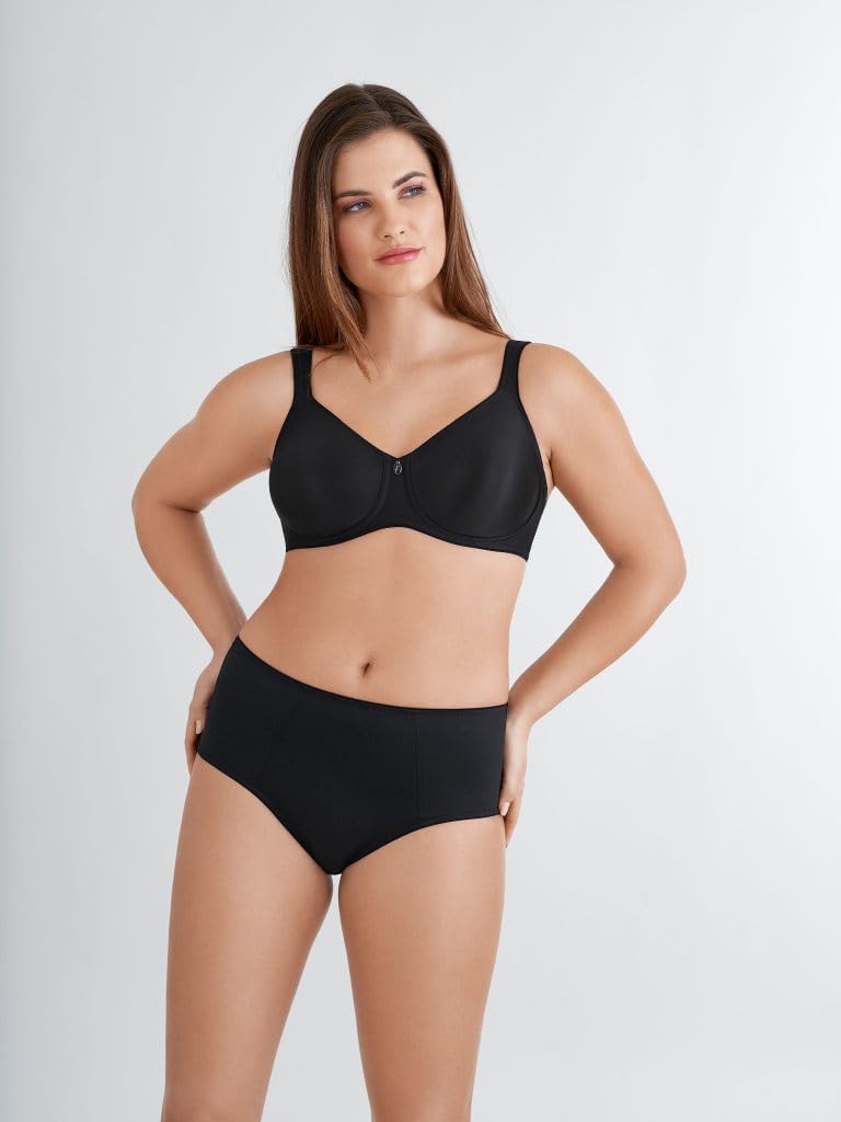Felina Pure Balance Molded Wire-Free Bra - Comfortable Support for Full Bust (Black, 40E) | Perfect for Everyday Wear, Work & Yoga