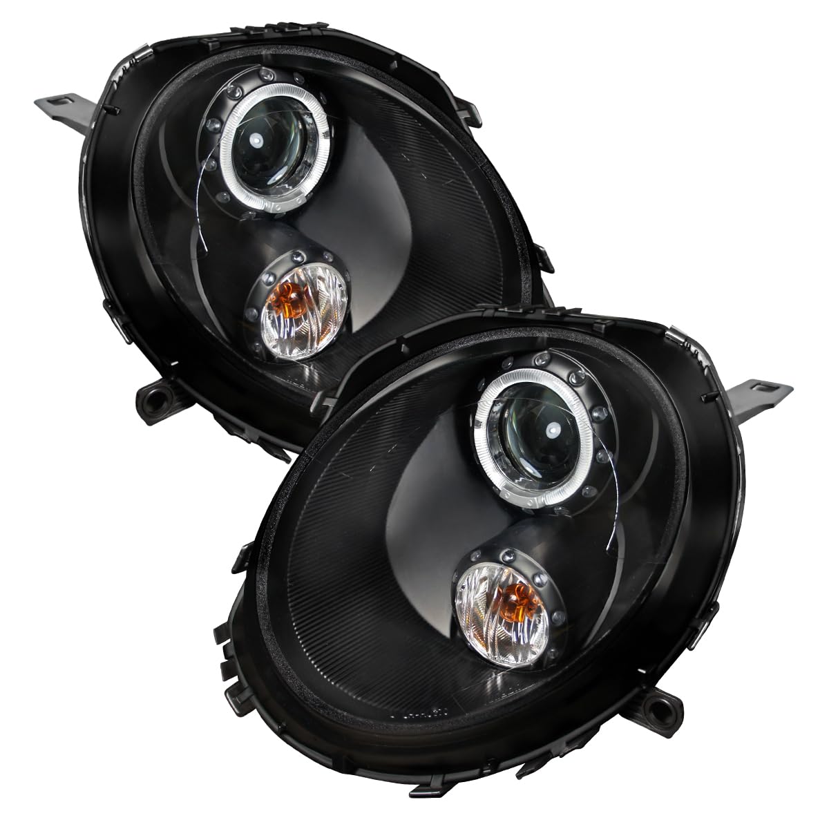 07-15 LED DRL Halo Rim Black Projector Headlights - High Performance Replacement Headlamps Pair for Improved Night Driving & Style Upgrade